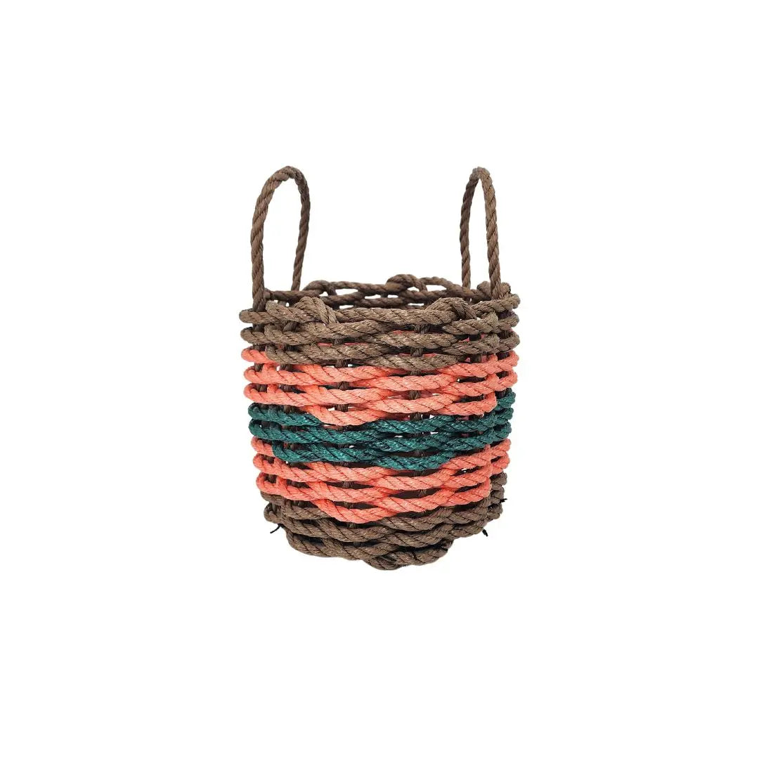 Five Stripe Rope Storage Basket Brown, Orange and Hunter Green - MaisonBeach