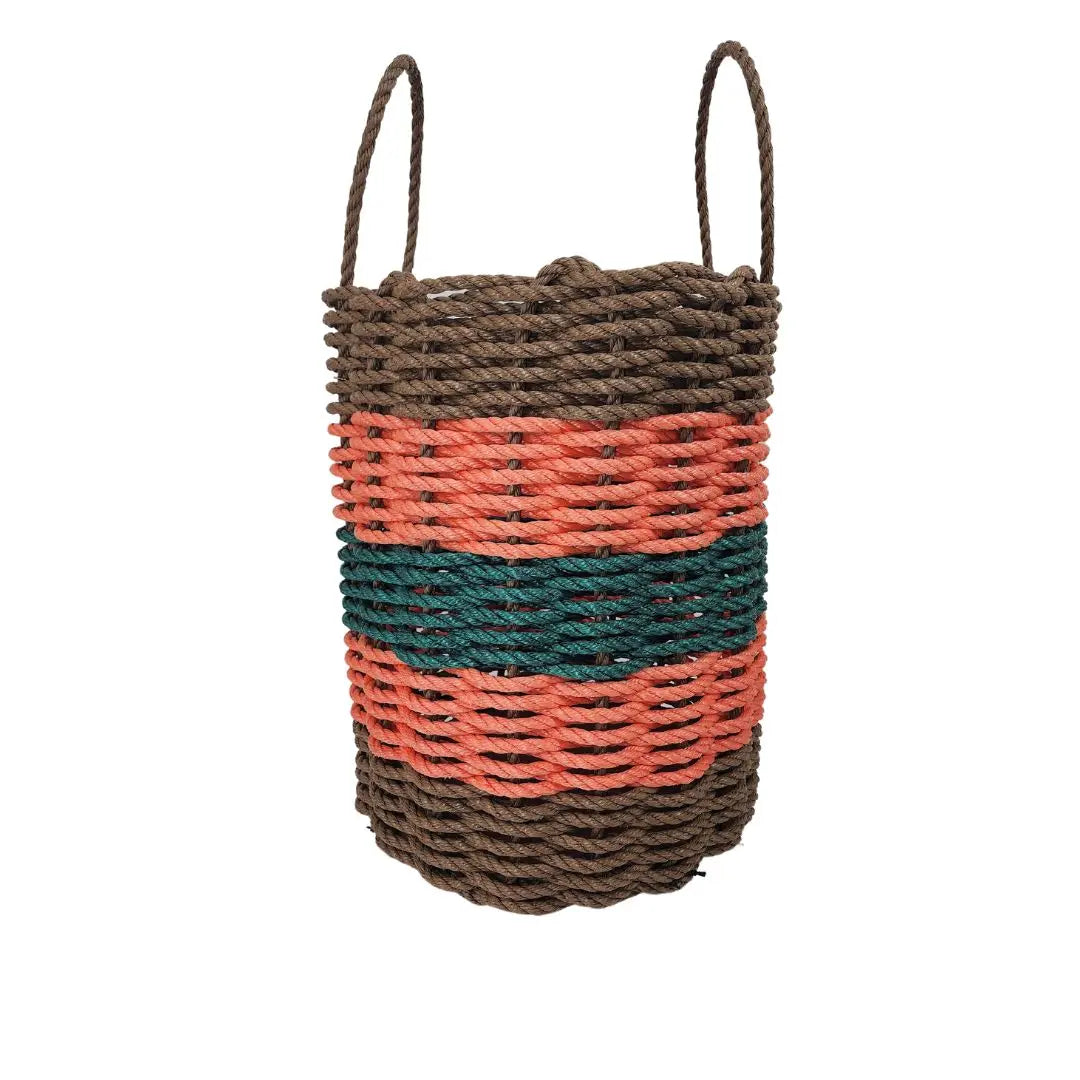 Five Stripe Rope Storage Basket Brown, Orange and Hunter Green - MaisonBeach