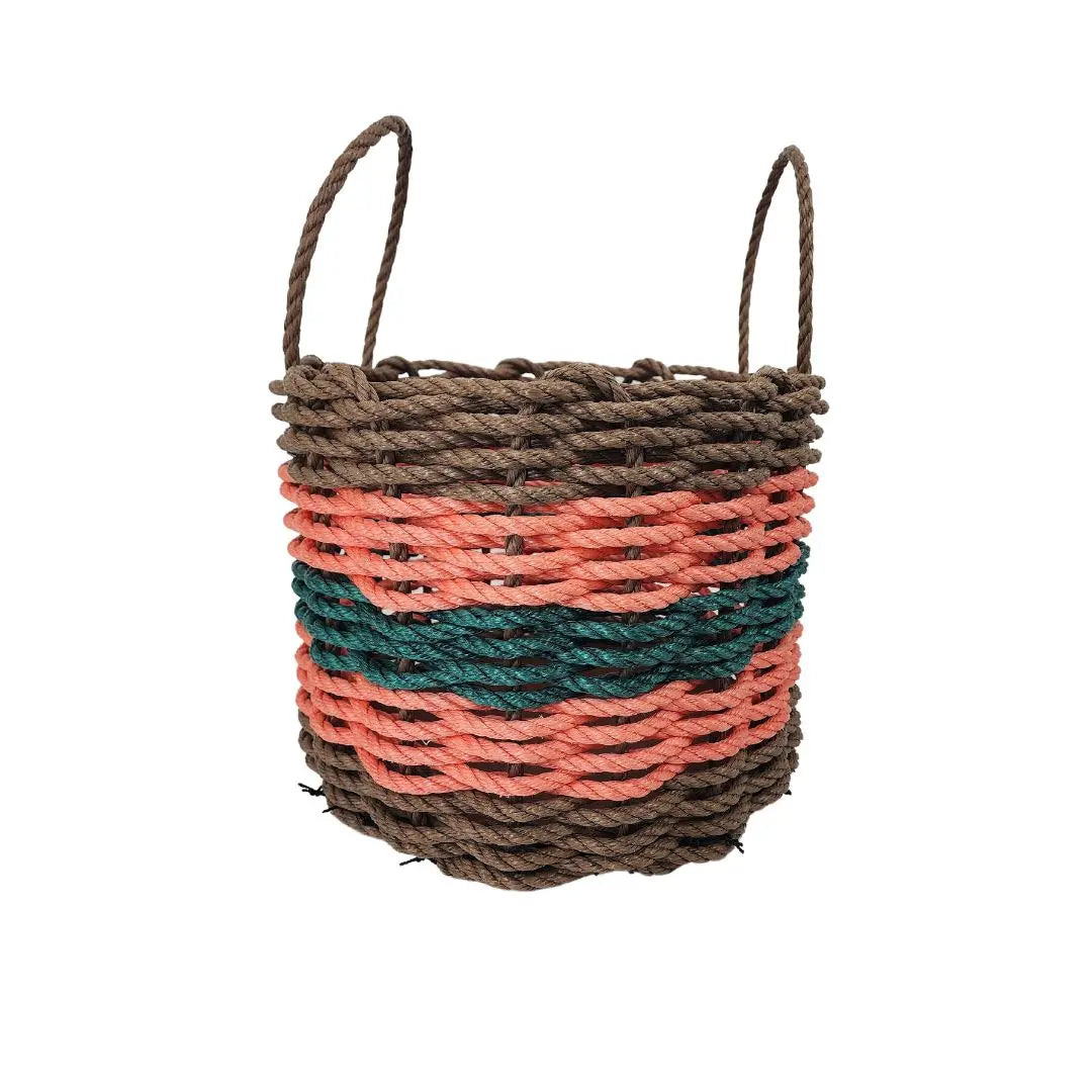 Five Stripe Rope Storage Basket Brown, Orange and Hunter Green - MaisonBeach