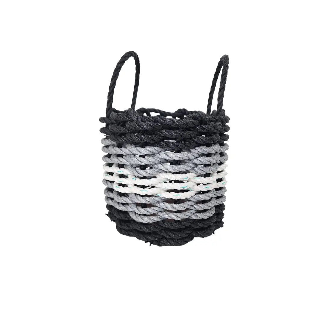 Five Stripe Rope Storage Basket Black, Gray and White - MaisonBeach