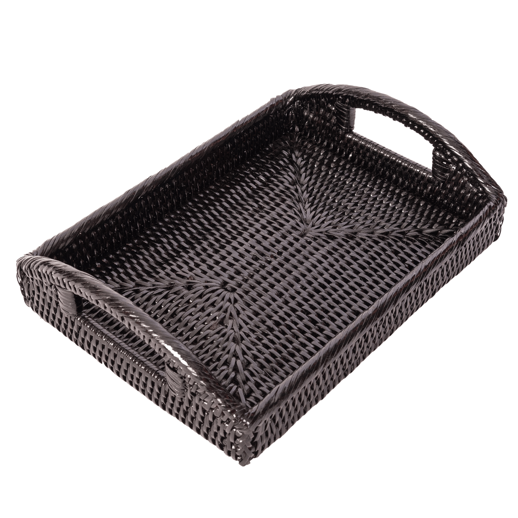 Artifacts Trading Company - Artifacts Rattan™ Rectangular Vanity Tray With High Handles: White Wash - MaisonBeach