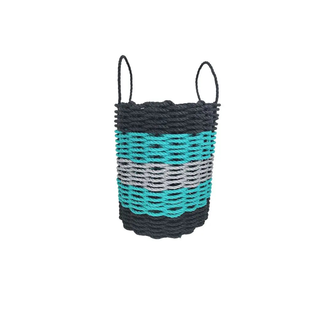 Five Stripe Rope Storage Basket Black, Teal & Gray - MaisonBeach