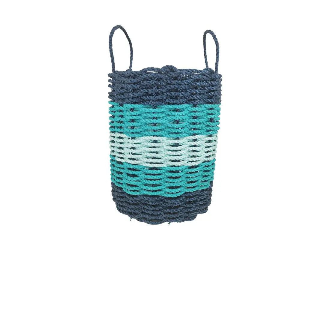 Five Stripe Rope Storage Basket Navy Blue, Teal & Seafoam - MaisonBeach