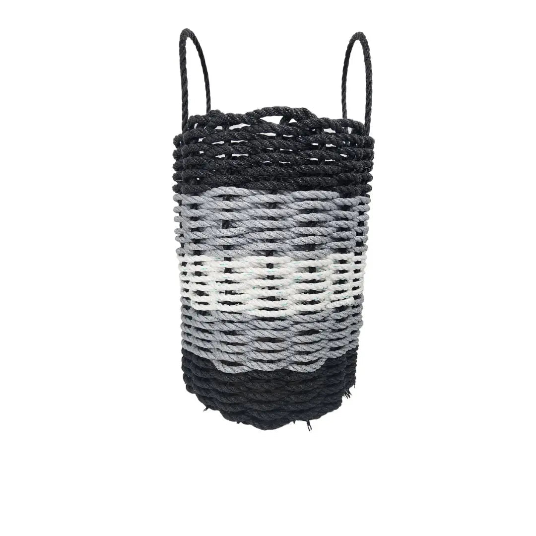 Five Stripe Rope Storage Basket Black, Gray and White - MaisonBeach