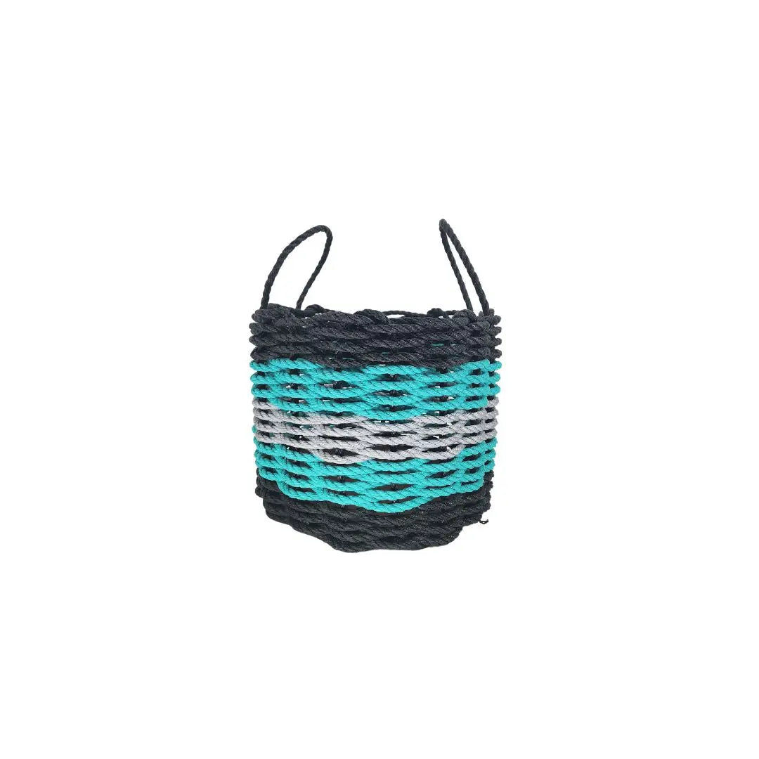 Five Stripe Rope Storage Basket Black, Teal & Gray - MaisonBeach