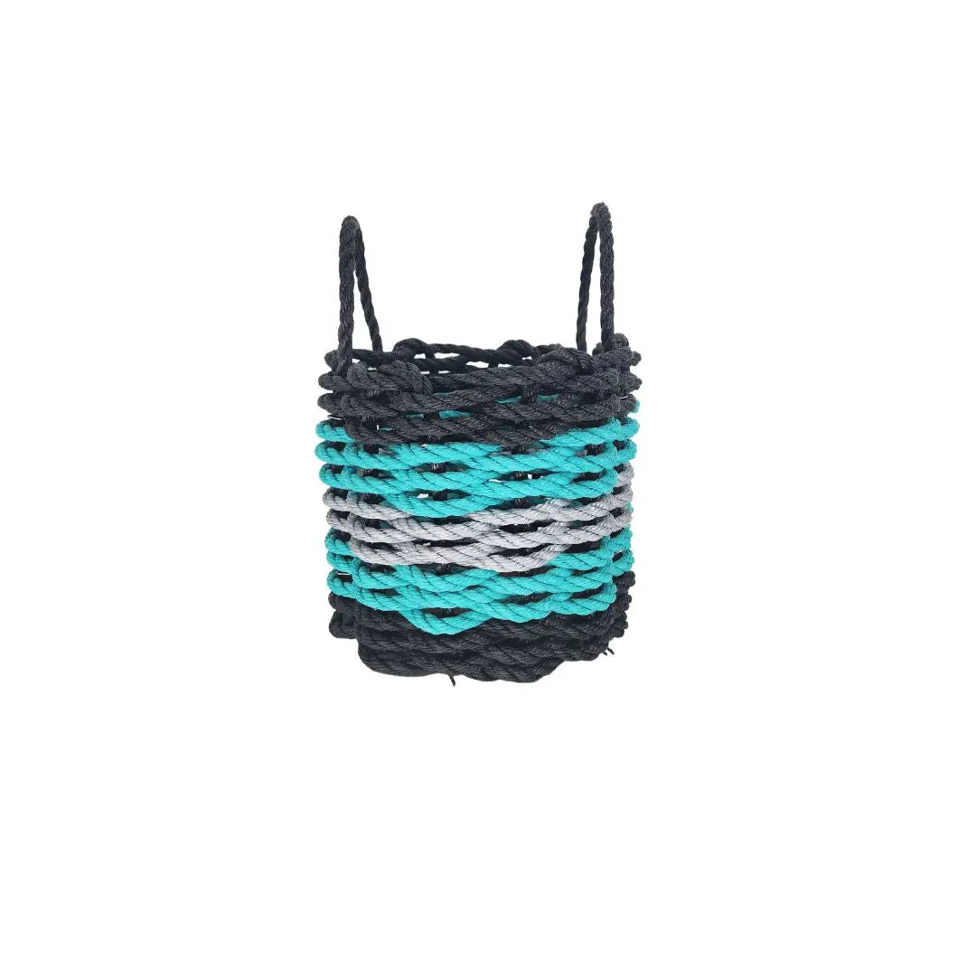 Five Stripe Rope Storage Basket Black, Teal & Gray - MaisonBeach