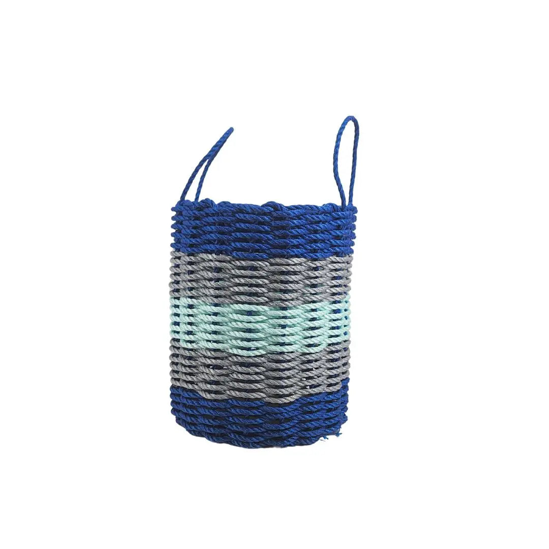 Five Stripe Rope Storage Basket Blue, Gray and Seafoam - MaisonBeach