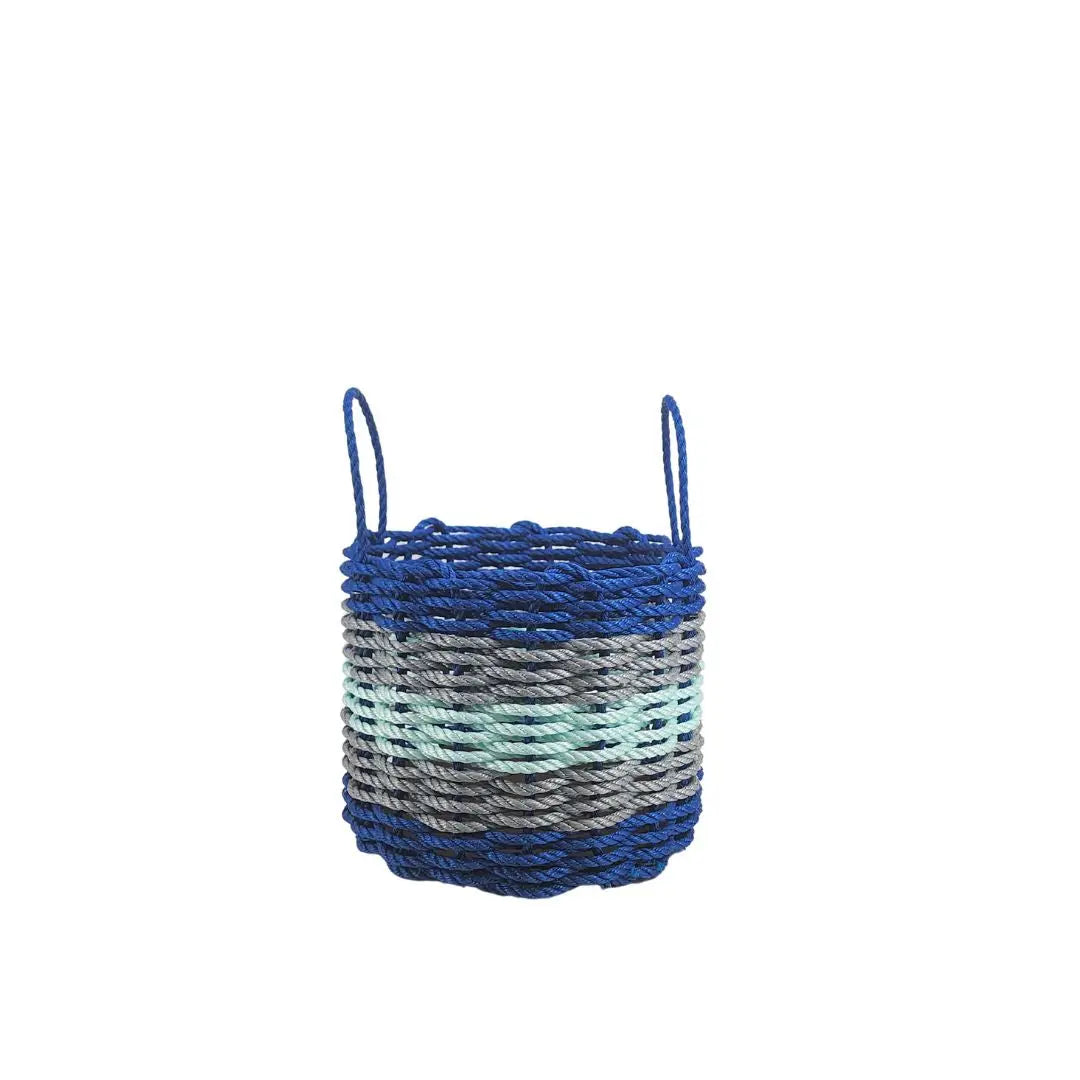 Five Stripe Rope Storage Basket Blue, Gray and Seafoam - MaisonBeach