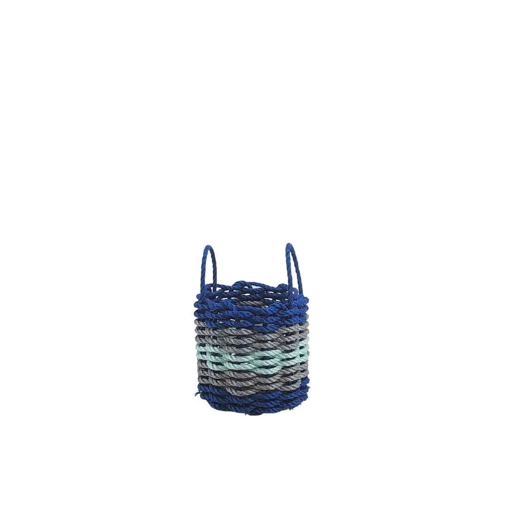 Five Stripe Rope Storage Basket Blue, Gray and Seafoam - MaisonBeach