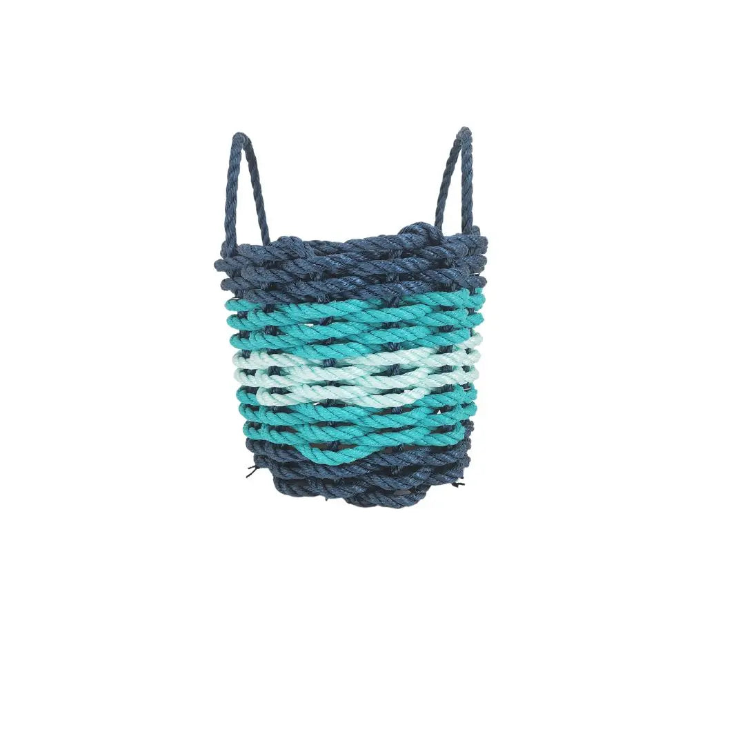Five Stripe Rope Storage Basket Navy Blue, Teal & Seafoam - MaisonBeach
