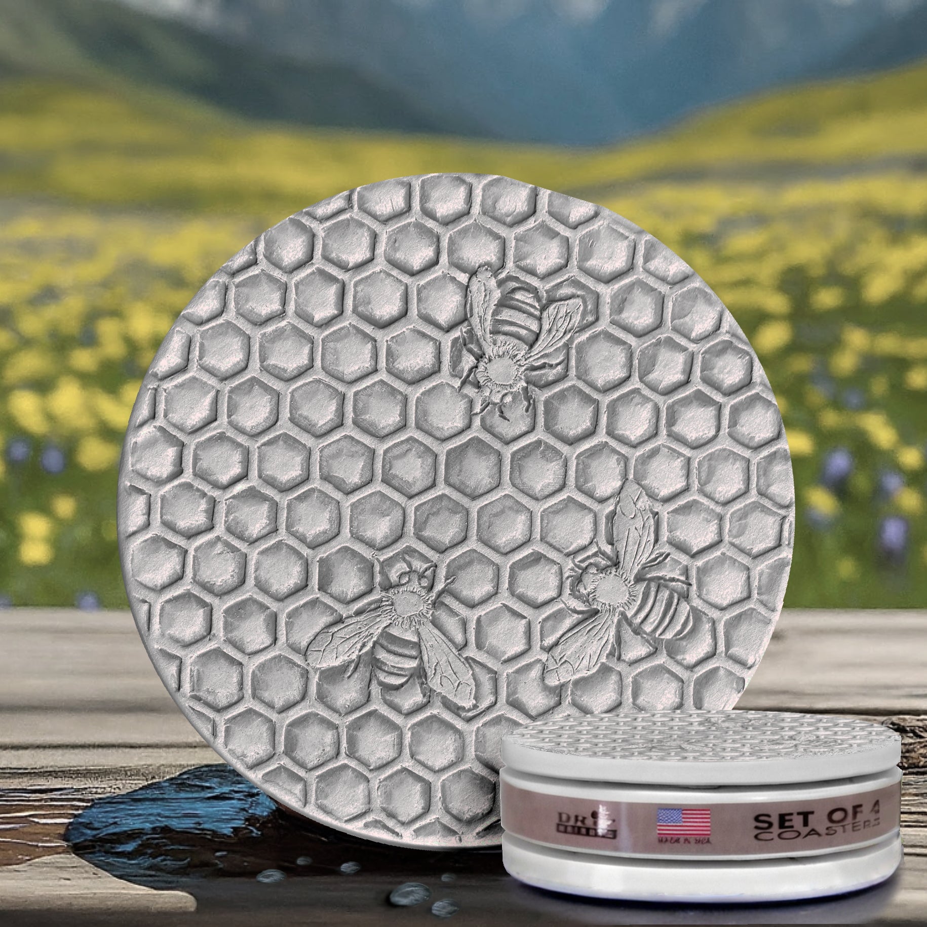 Bee Honeycomb Drink Coasters