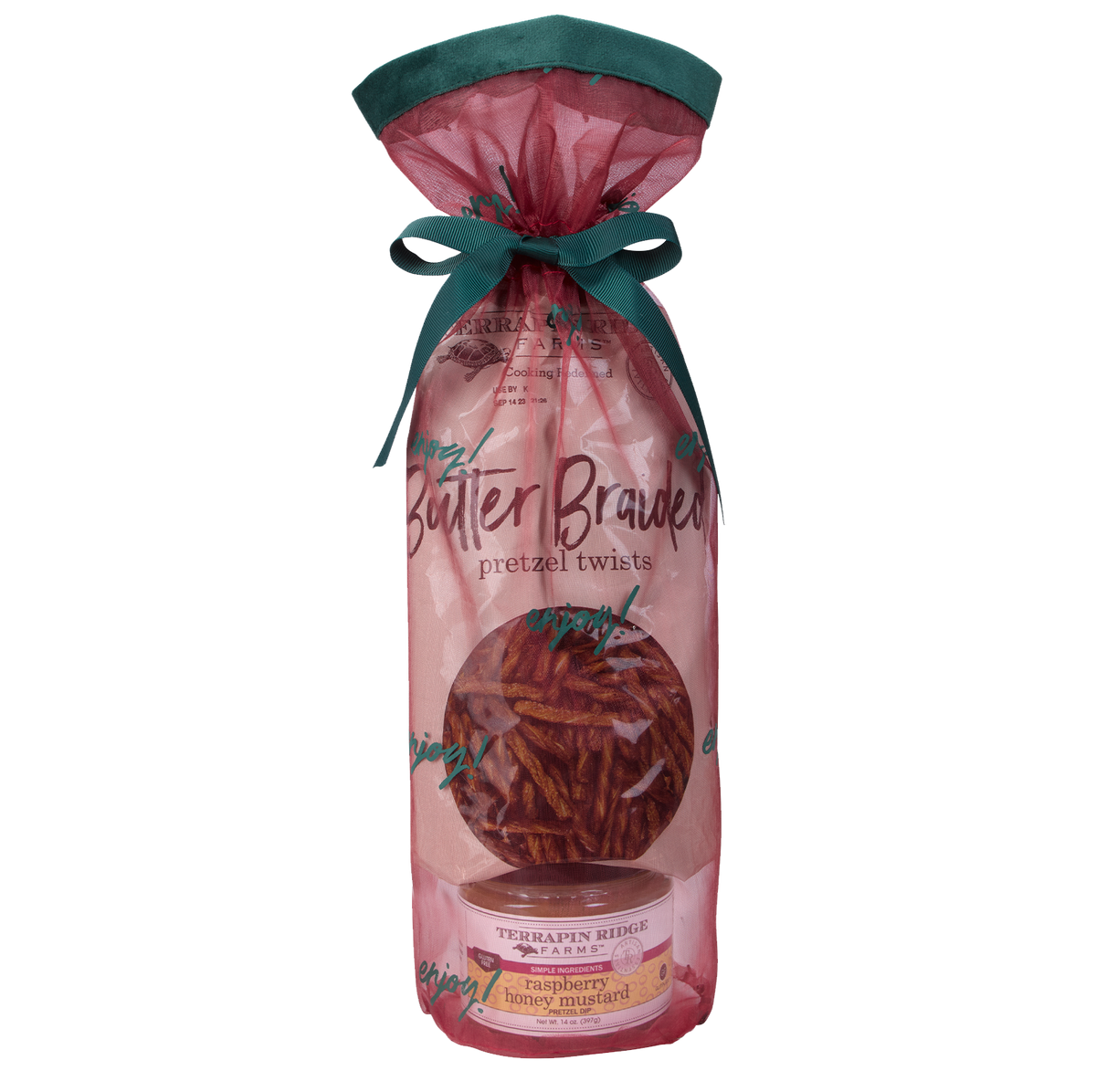 Holiday Grab and Go Giftset with Raspberry Honey Mustard and Braided Pretzel Twists - MaisonBeach