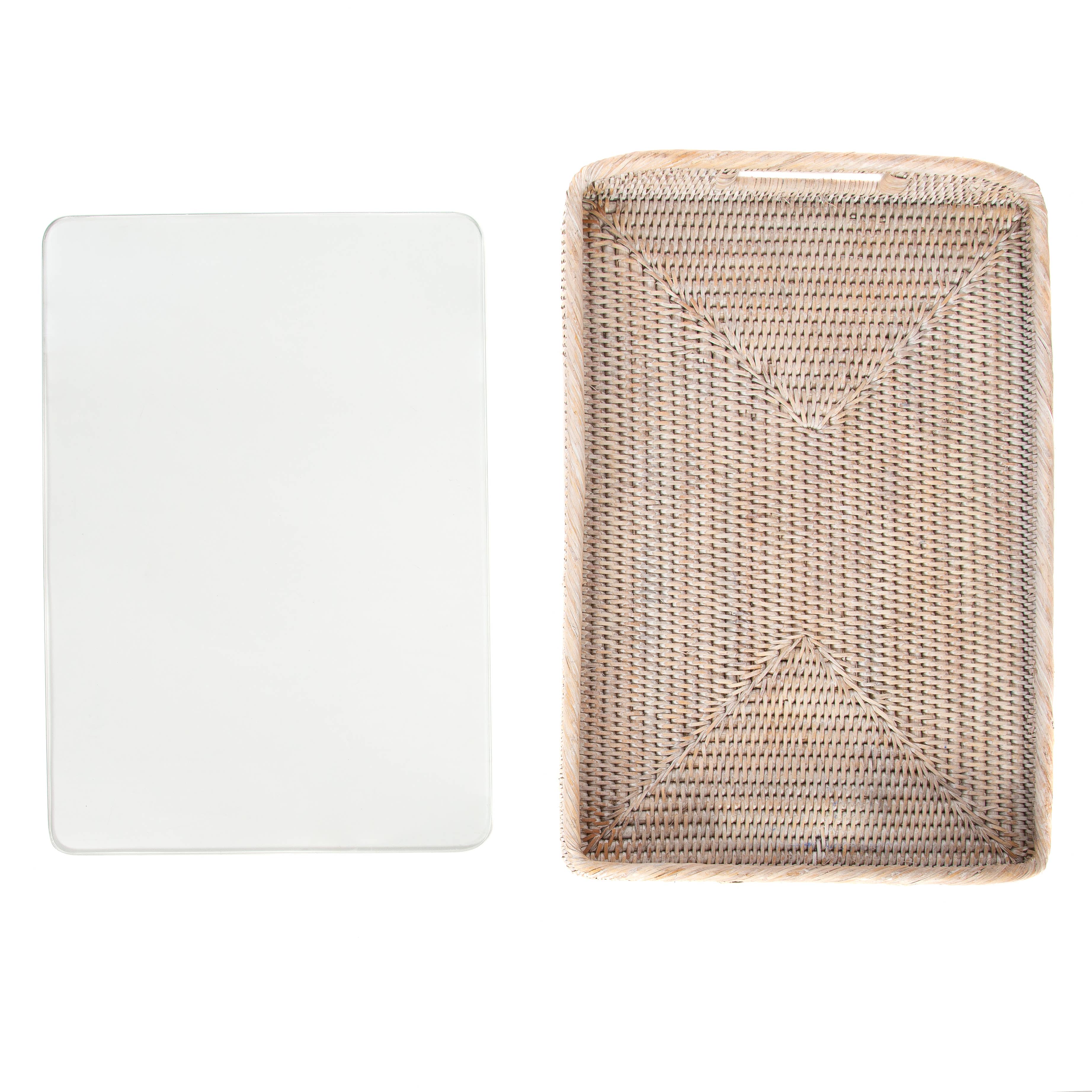 Rectangular Tray with Glass Insert: Tudor Black / 14"x10"x1"