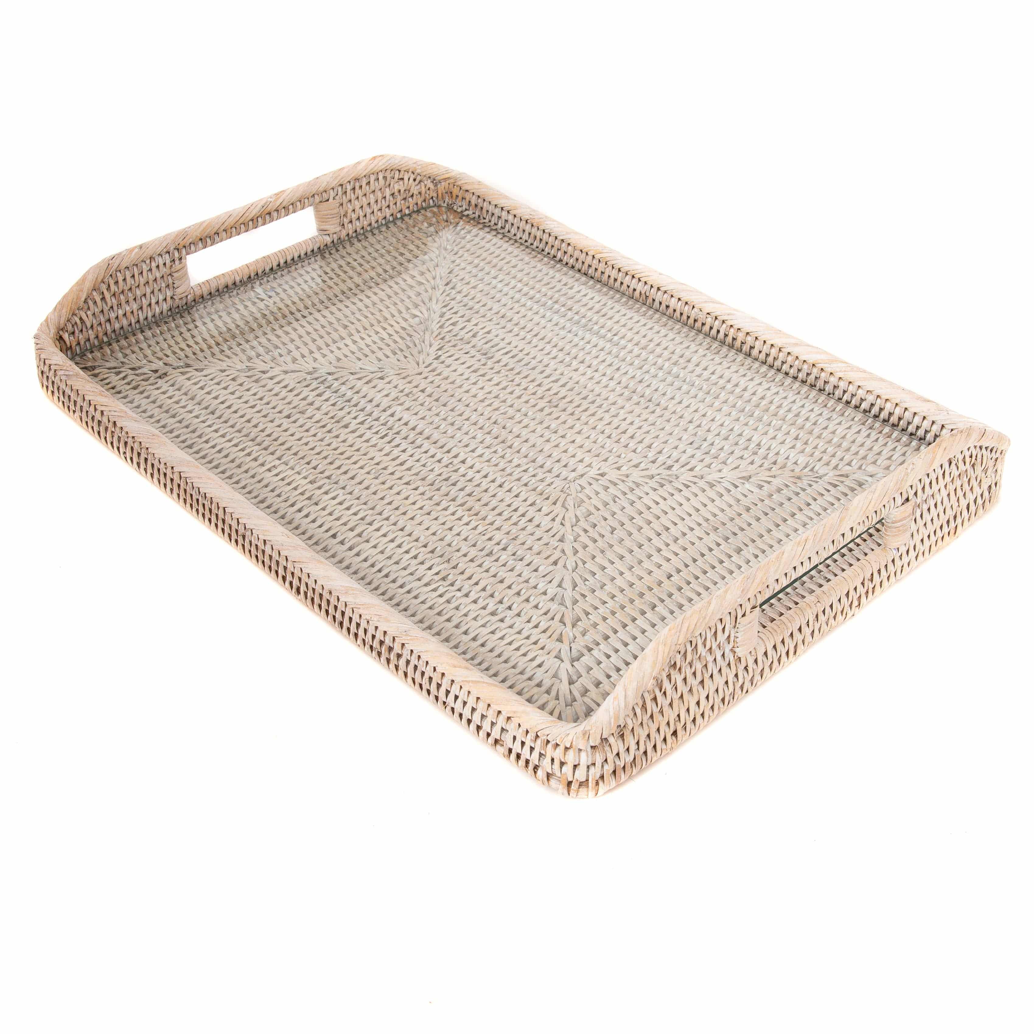 Rectangular Tray with Glass Insert: Tudor Black / 14"x10"x1"