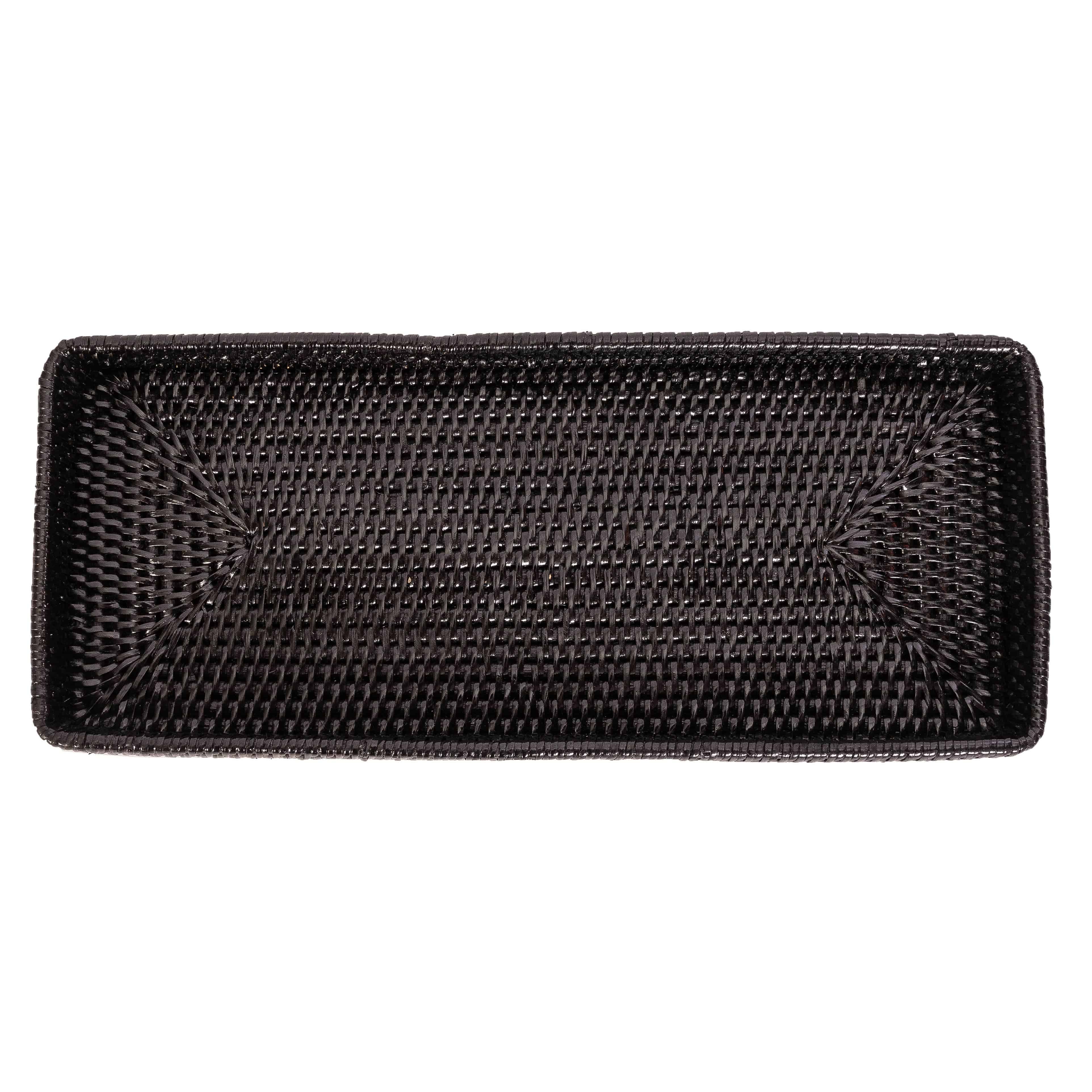 Artifacts Trading Company - Artifacts Rattan Rectangular Vanity Tray: Tudor Black - MaisonBeach