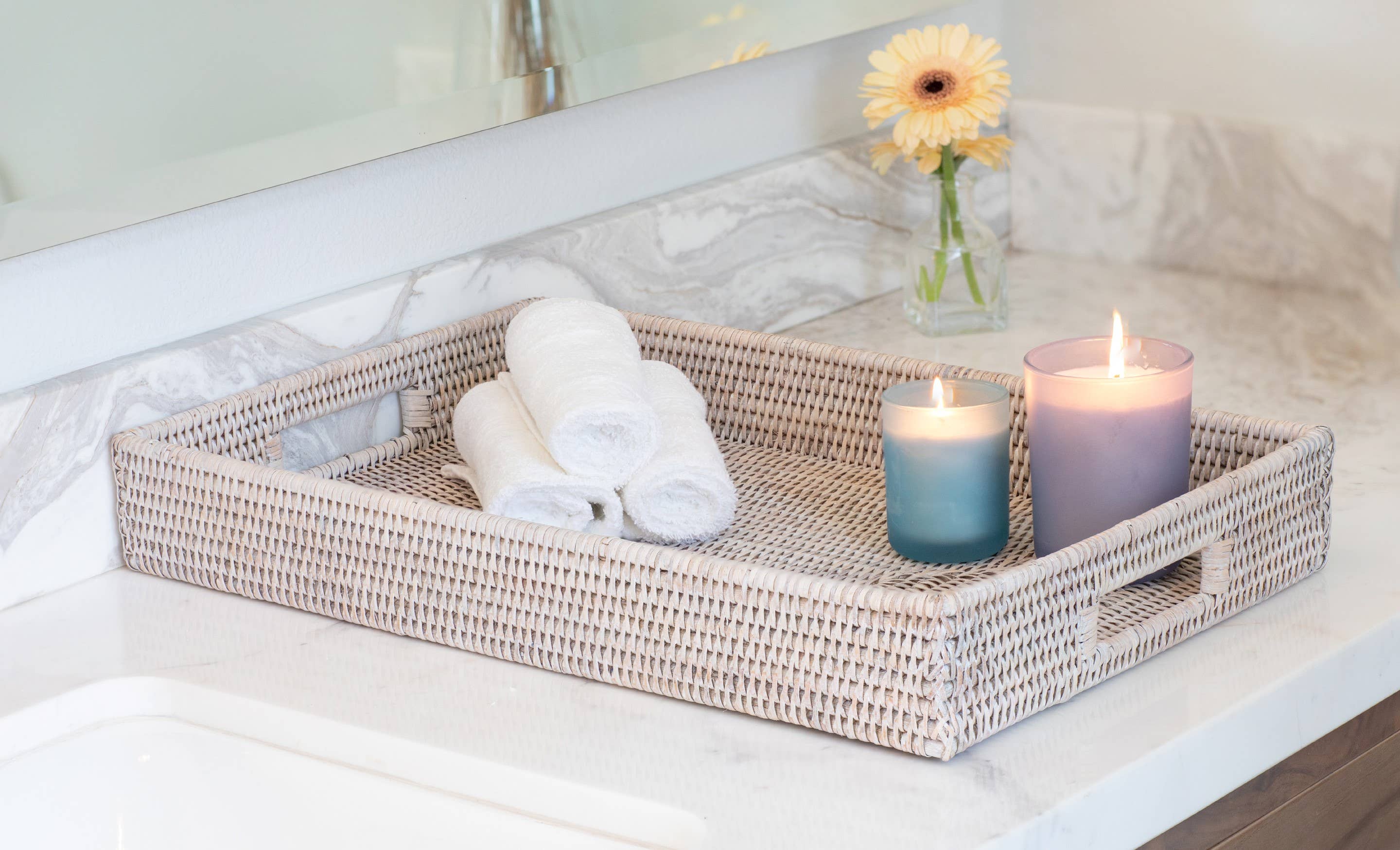 Artifacts Trading Company - Artifacts Rattan™ Rectangular Tray: Honey Brown / Medium - MaisonBeach