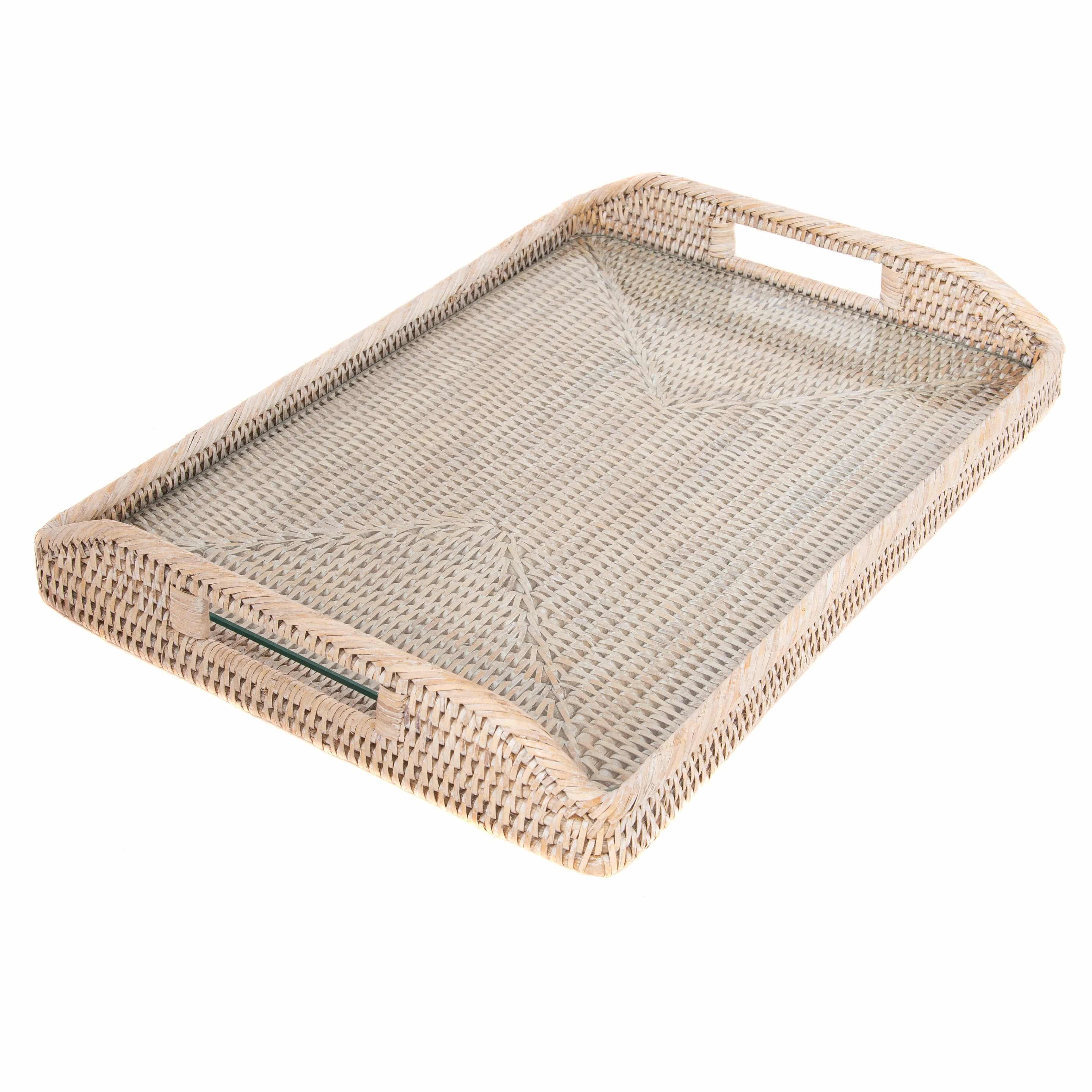 Rectangular Tray with Glass Insert: Tudor Black / 17"x12"x1"