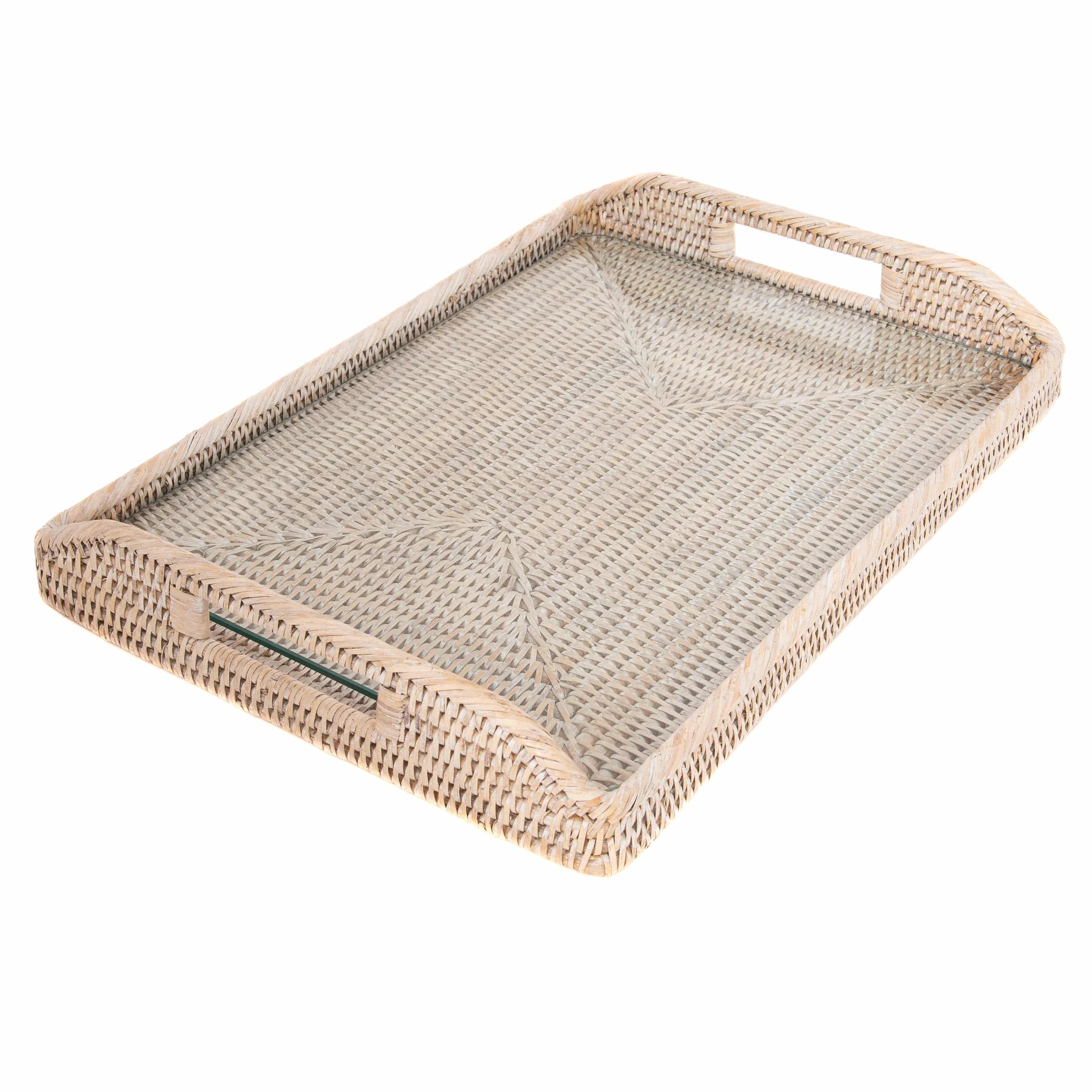 Rectangular Tray with Glass Insert: Tudor Black / 14"x10"x1" - MaisonBeach