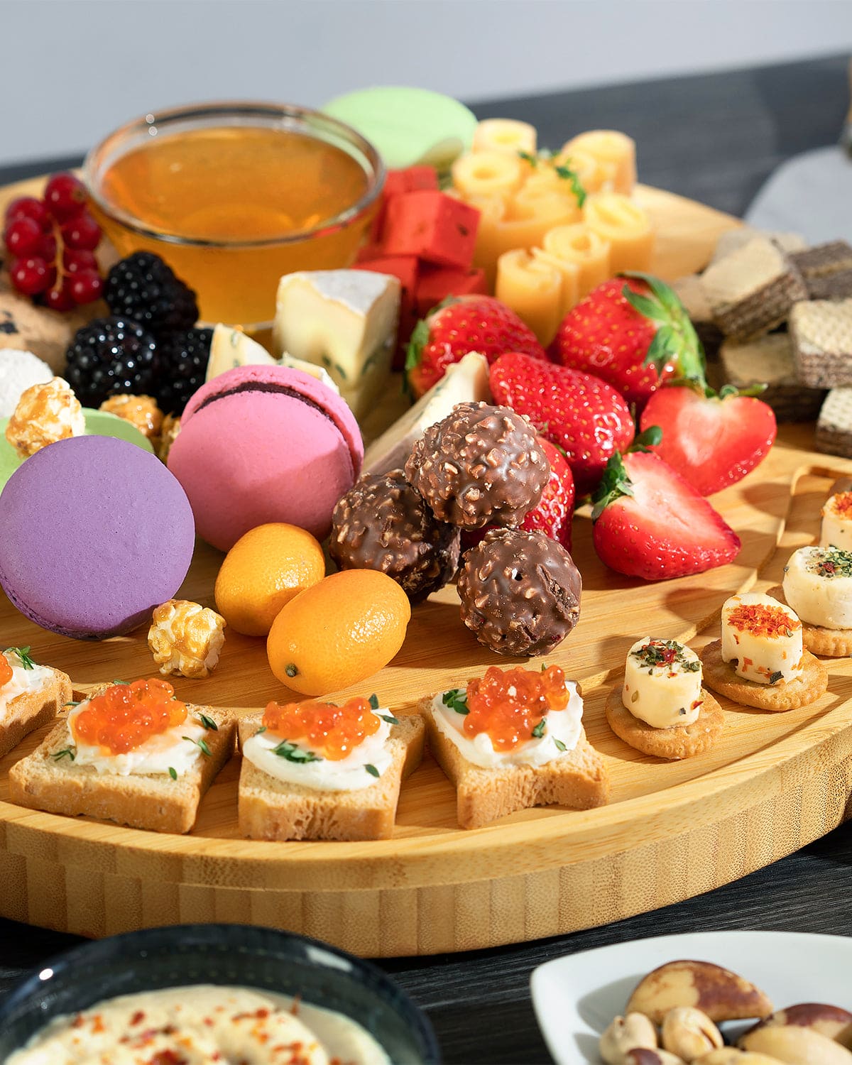 Round Bamboo Charcuterie Board – Royal Craft Wood Serving Tray - MaisonBeach