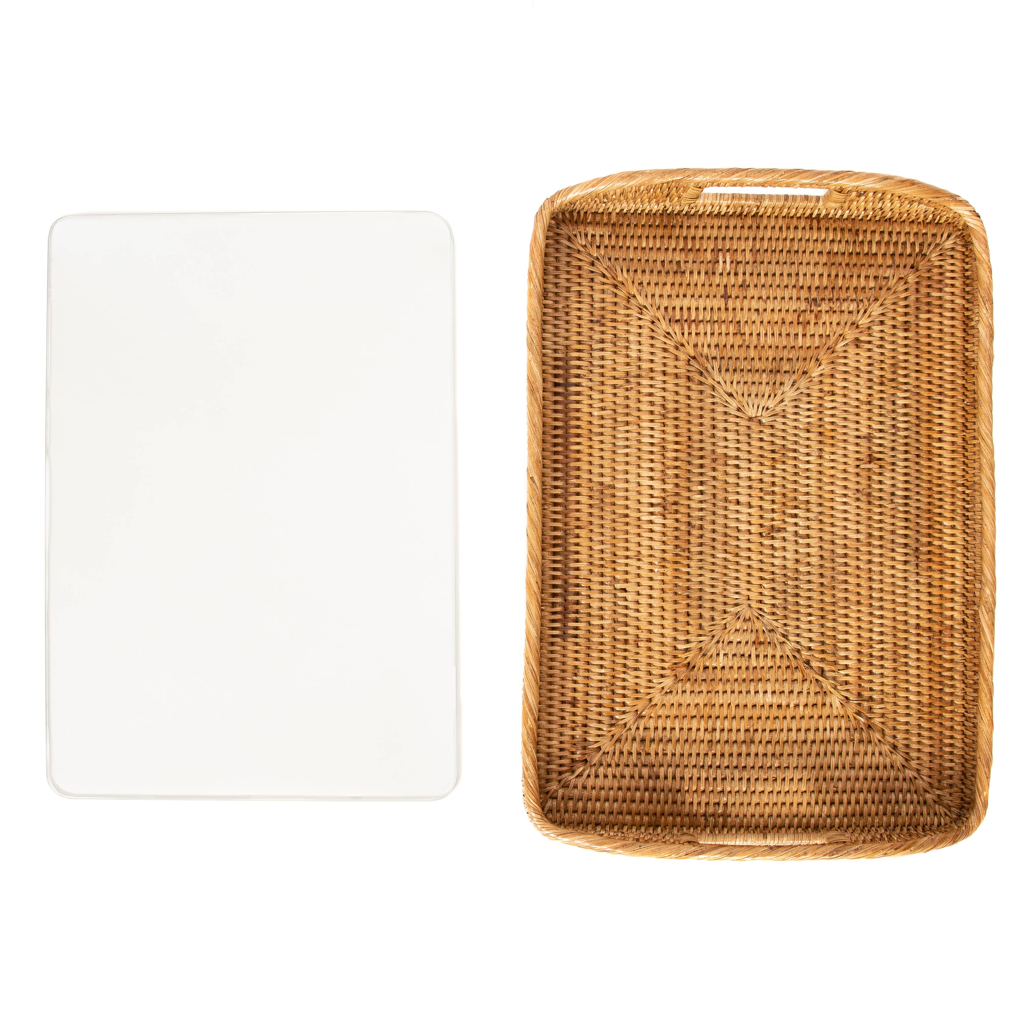 Rectangular Tray with Glass Insert: Tudor Black / 14"x10"x1"