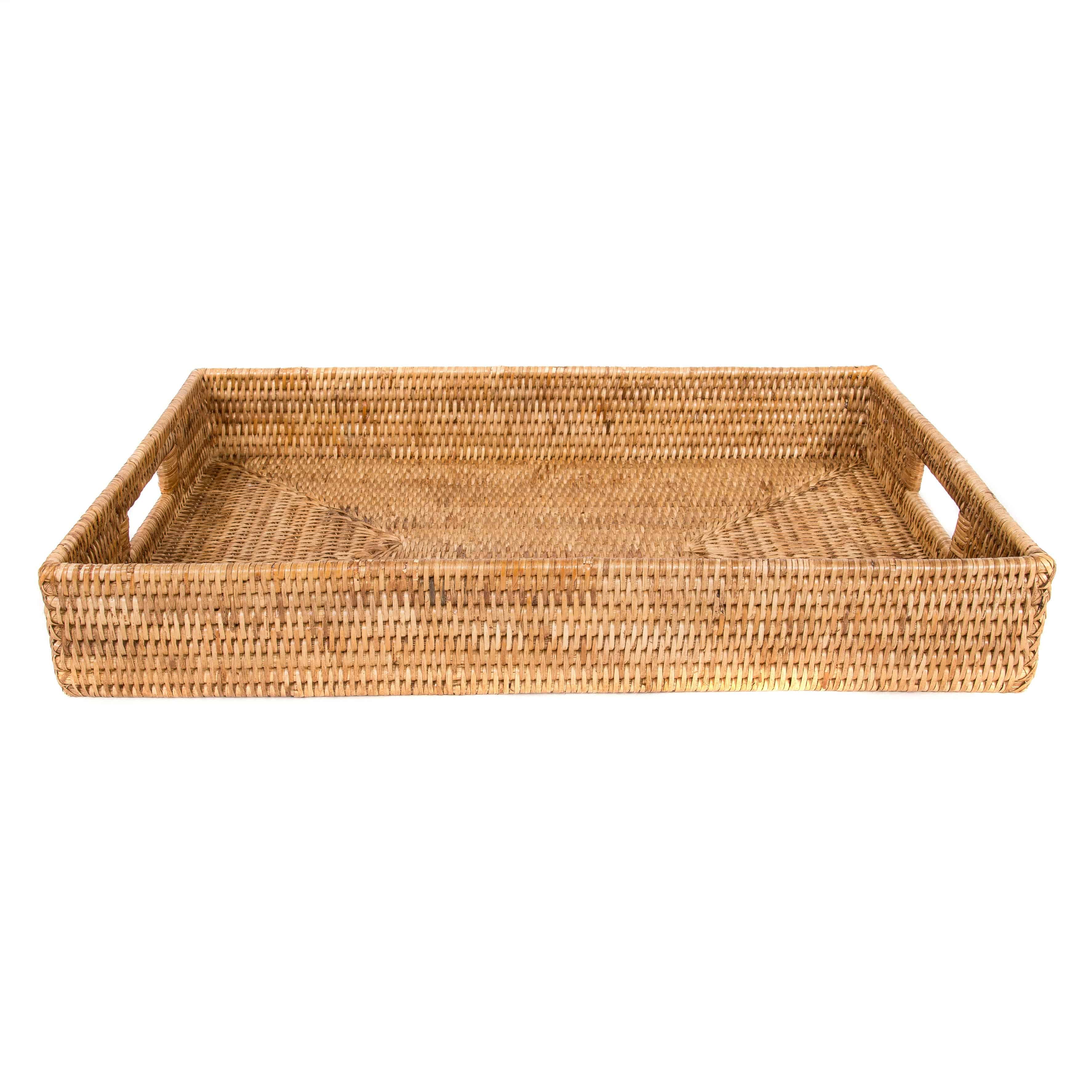 Artifacts Trading Company - Artifacts Rattan™ Rectangular Tray: Honey Brown / Medium - MaisonBeach