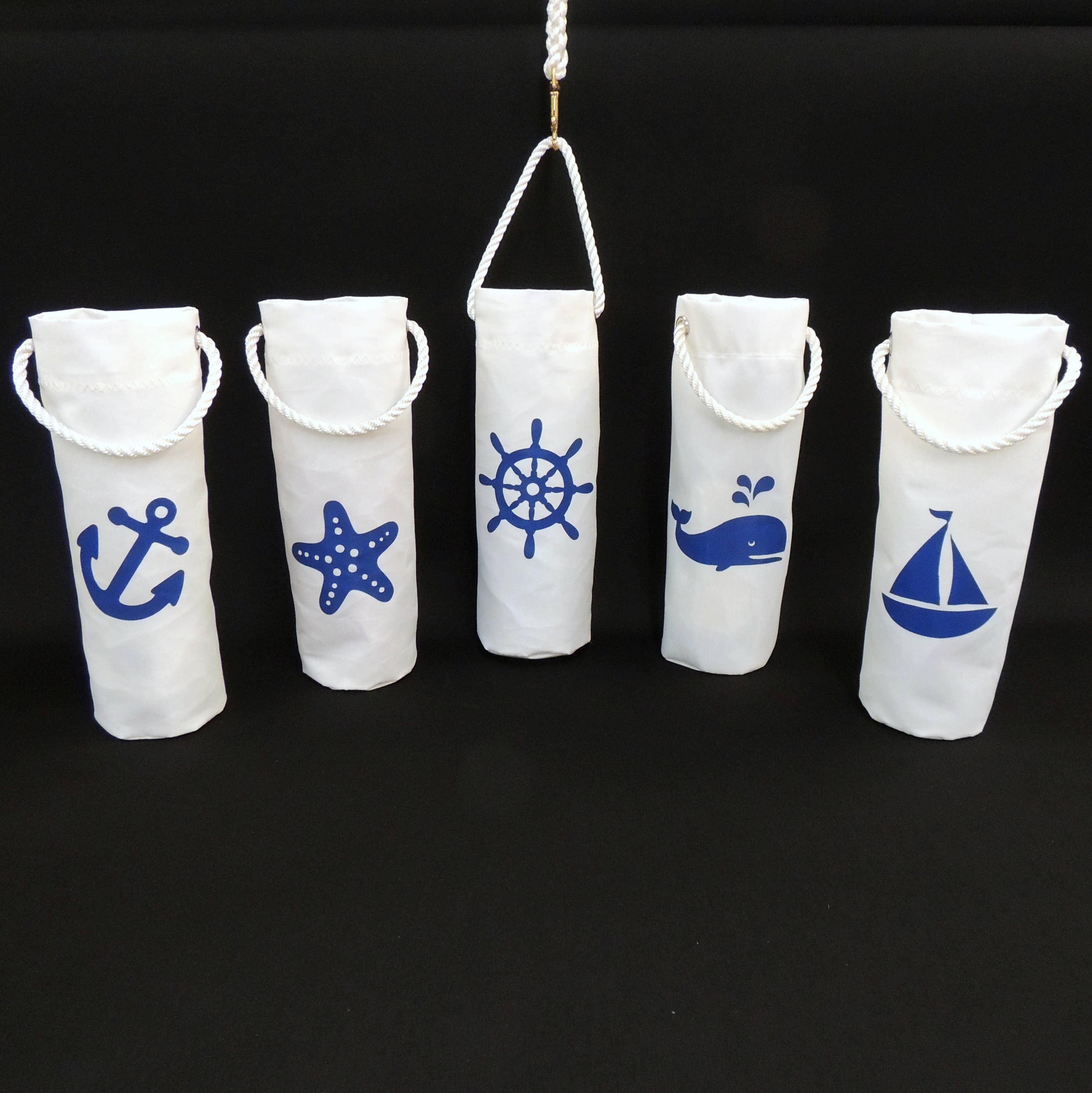 Mainland Canvas - Sailcloth Wine Tote with Blue Starfish Design - MaisonBeach