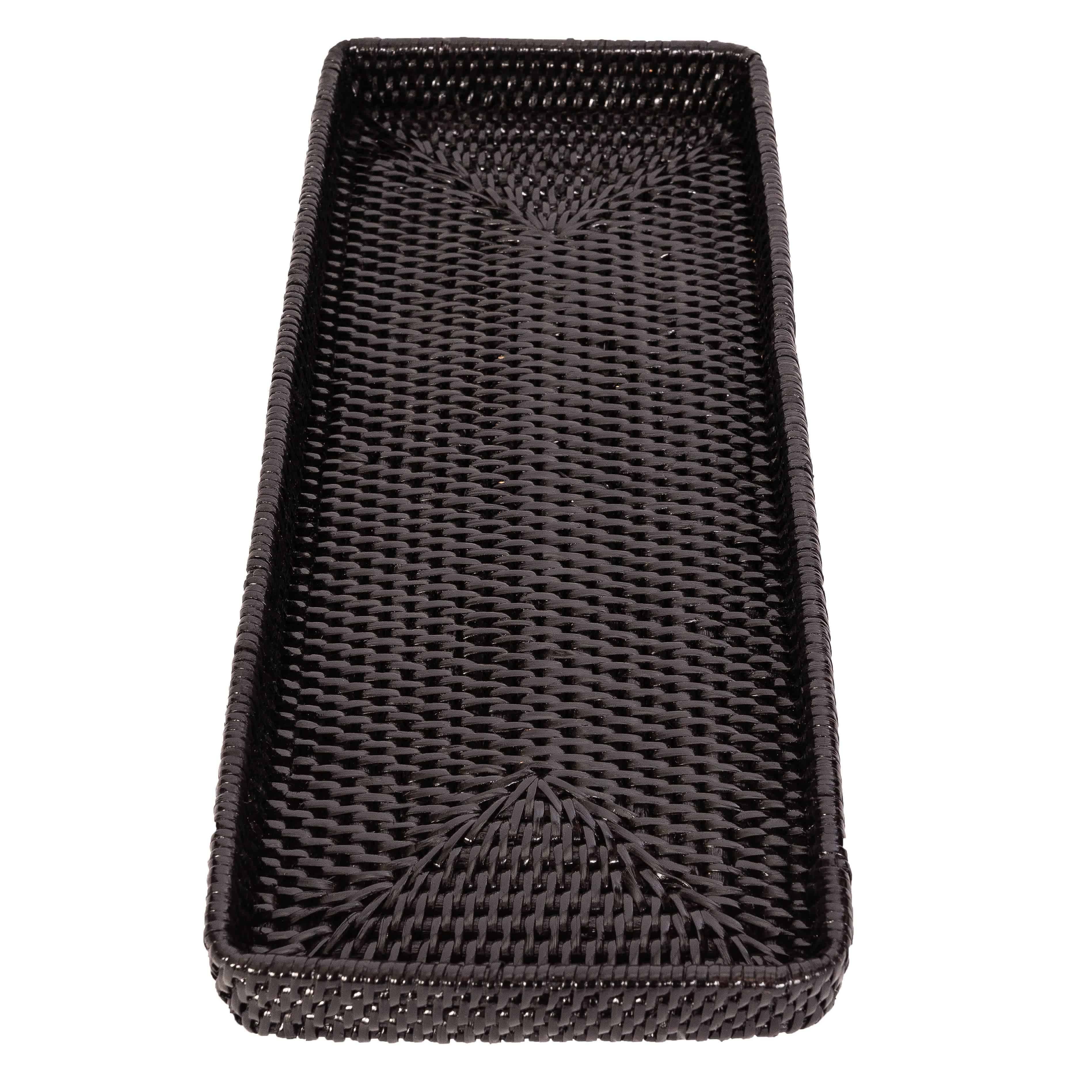 Artifacts Trading Company - Artifacts Rattan Rectangular Vanity Tray: Tudor Black - MaisonBeach
