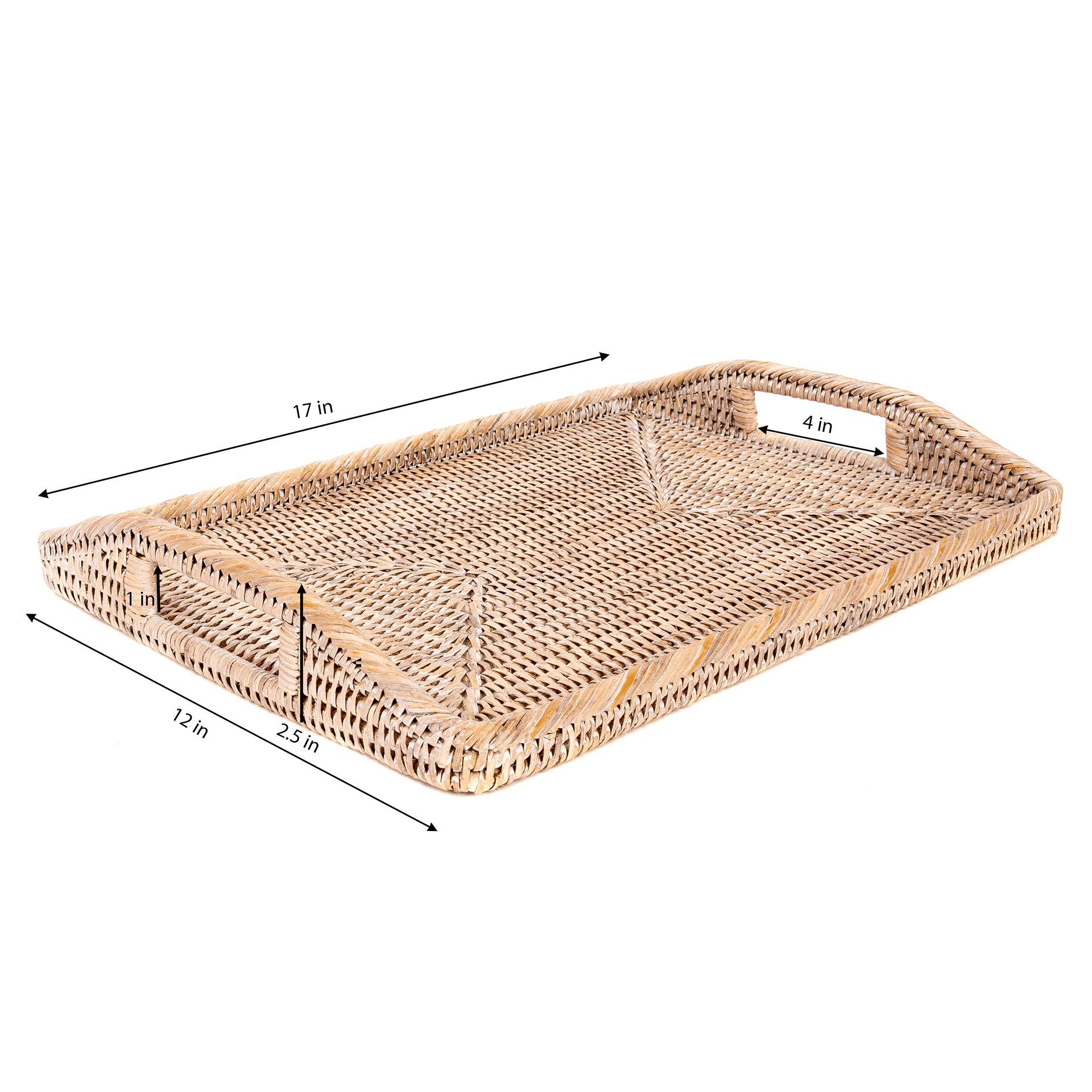 Rectangular Tray with Glass Insert: Tudor Black / 14"x10"x1"