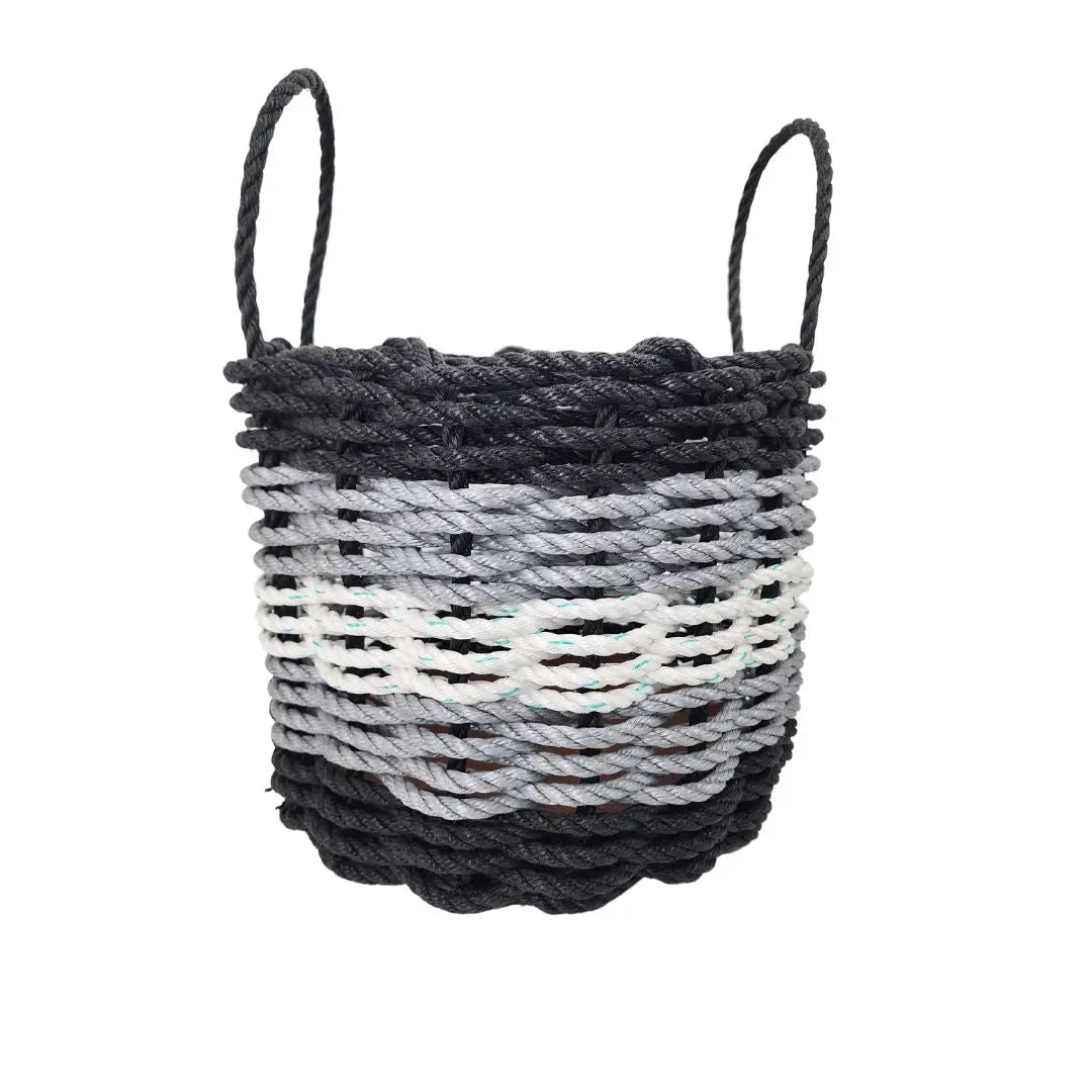 Five Stripe Rope Storage Basket Black, Gray and White - MaisonBeach