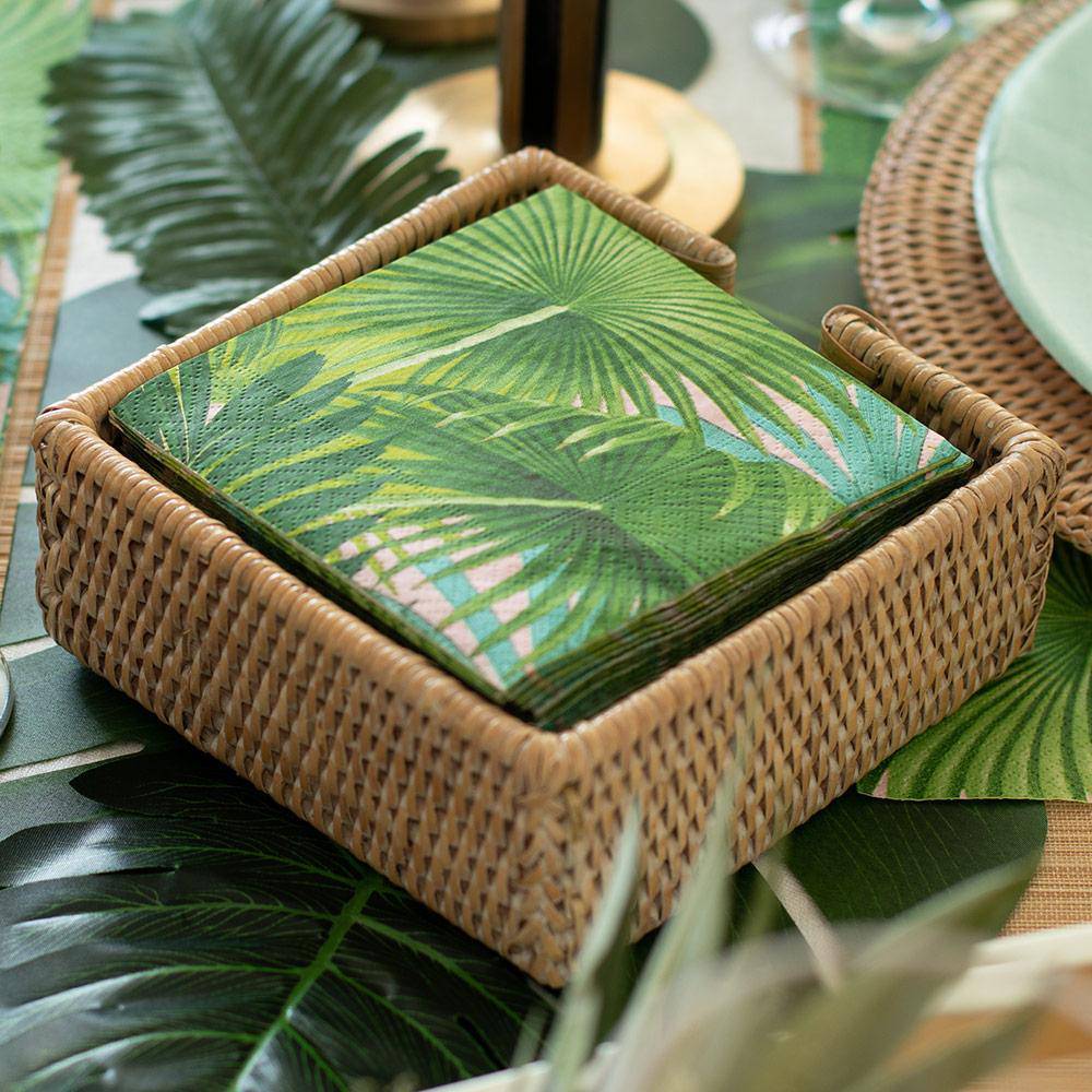 Caspari Honey Rattan Cocktail Napkin Holder - MaisonBeach
