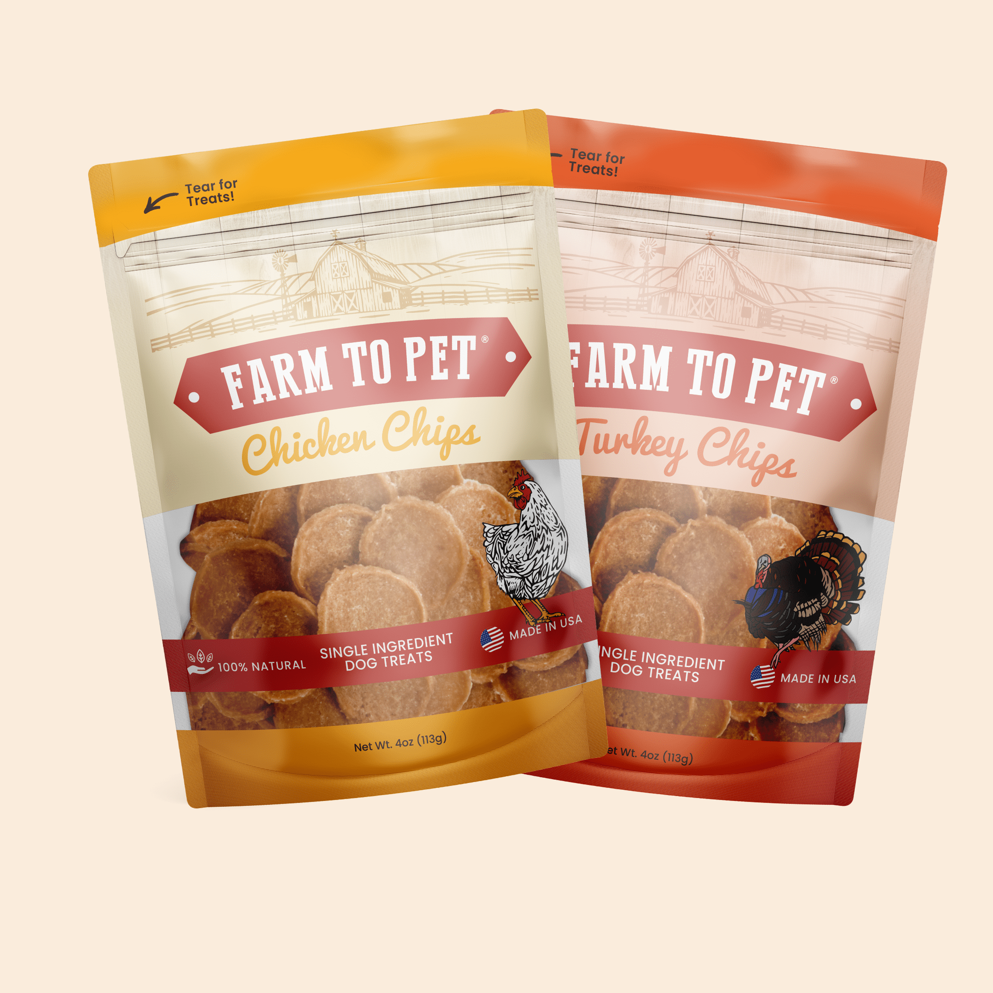 Turkey & Chicken Chip Dog Treat Duo | Single-Ingredient Poultry Treats for Dogs - MaisonBeach