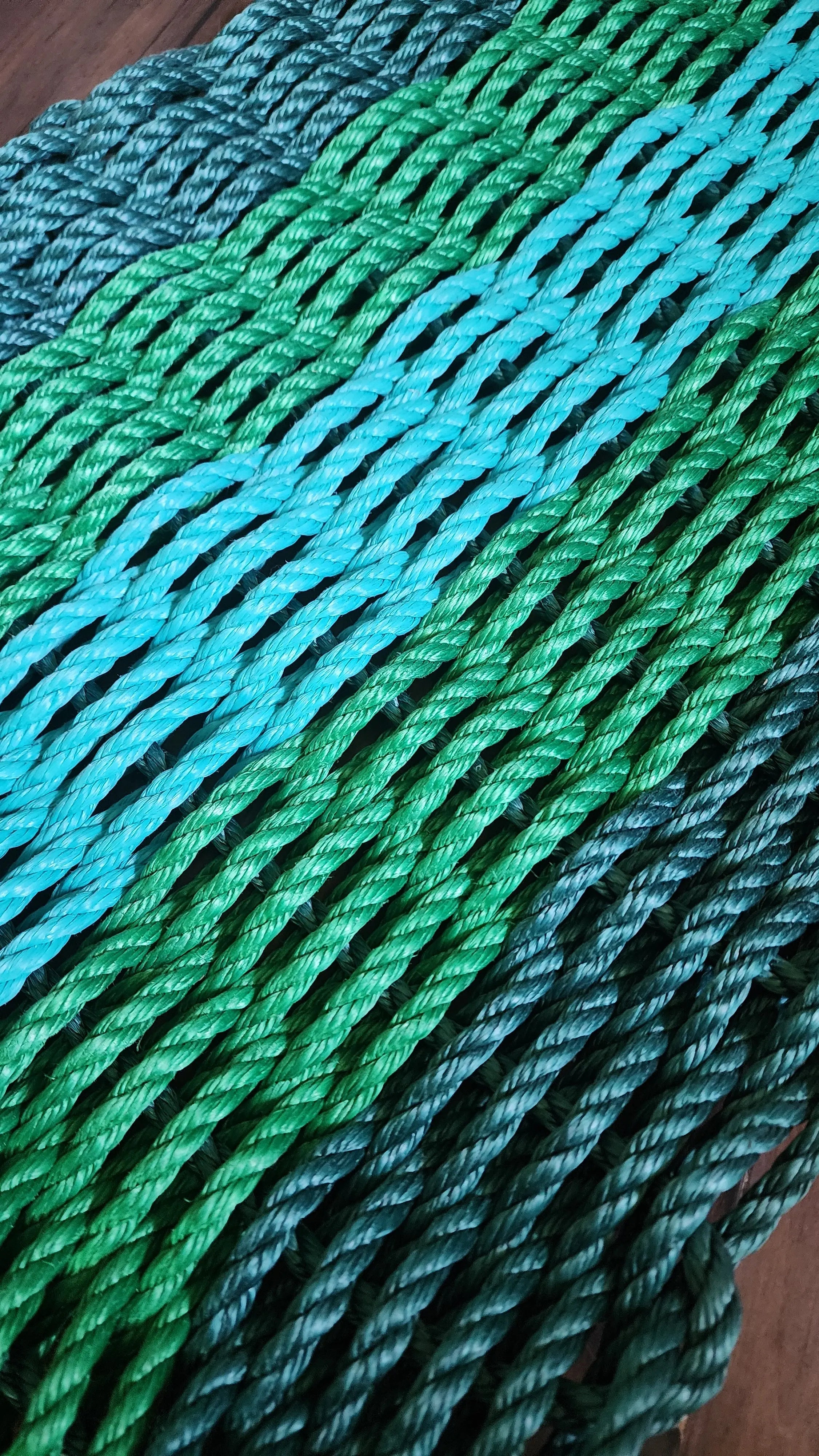 Five Stripe Rope Mat Hunter Green, Green, Teal - MaisonBeach