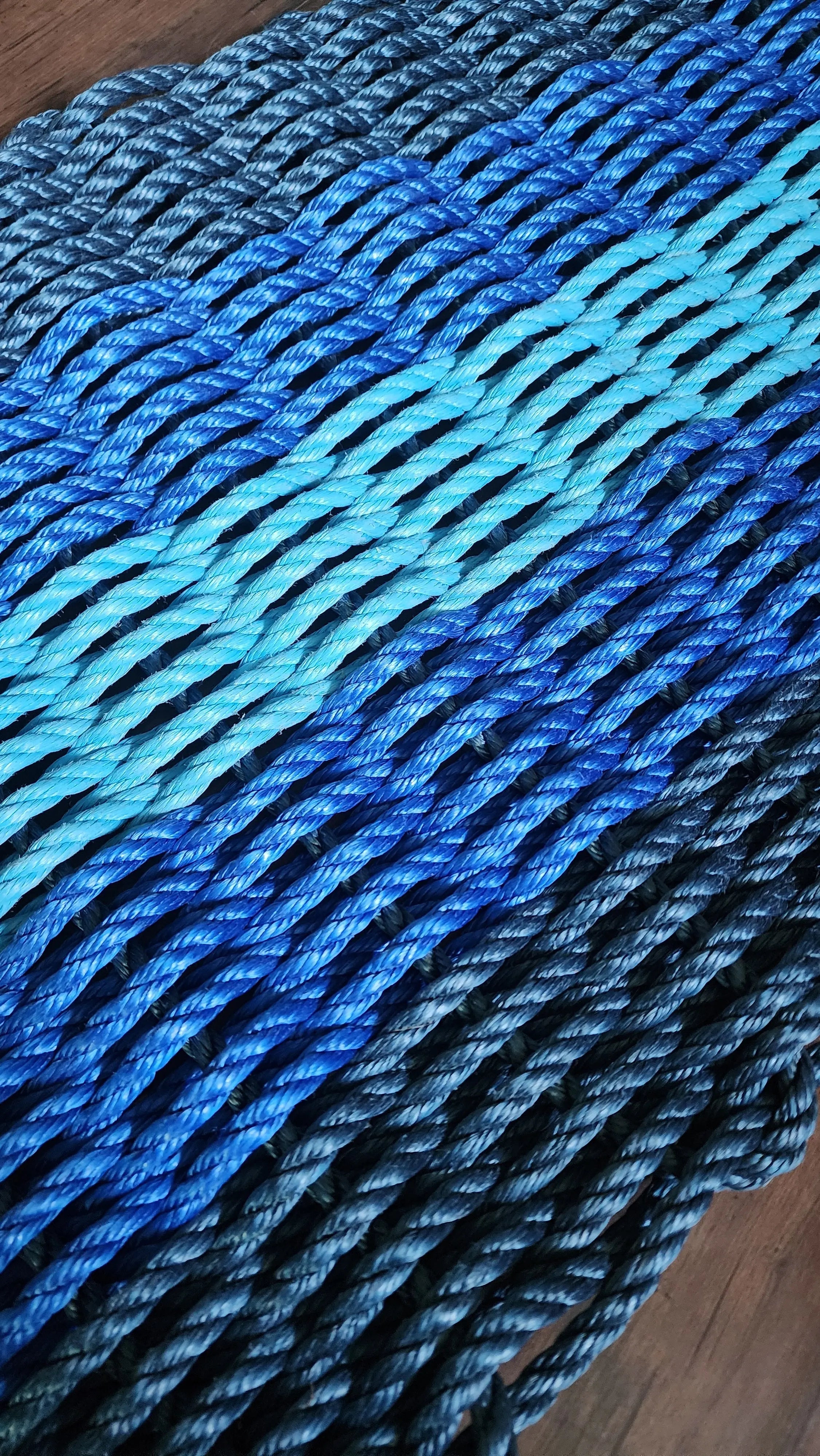 Five Stripe Rope Mat Navy Blue, Blue, Light Blue - MaisonBeach