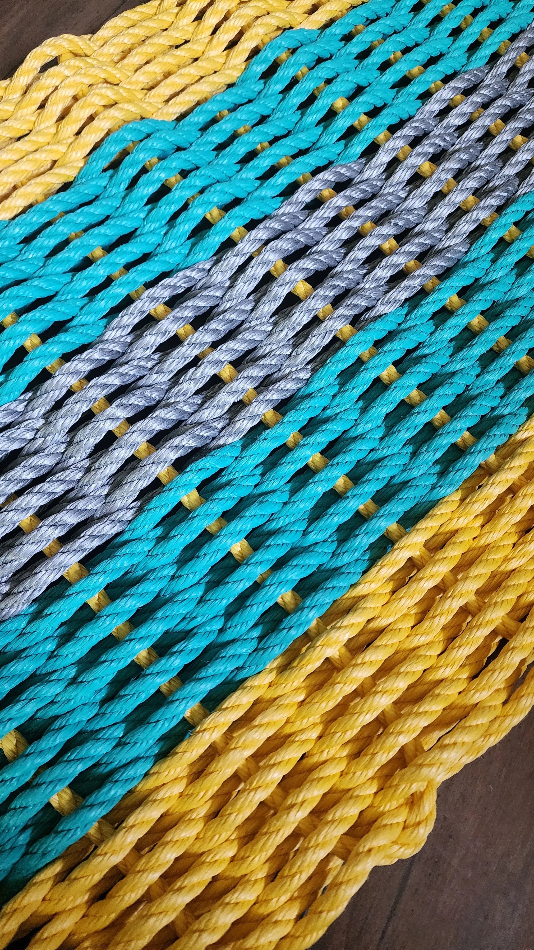 Five Stripe Rope Mat Yellow Teal Gray - MaisonBeach