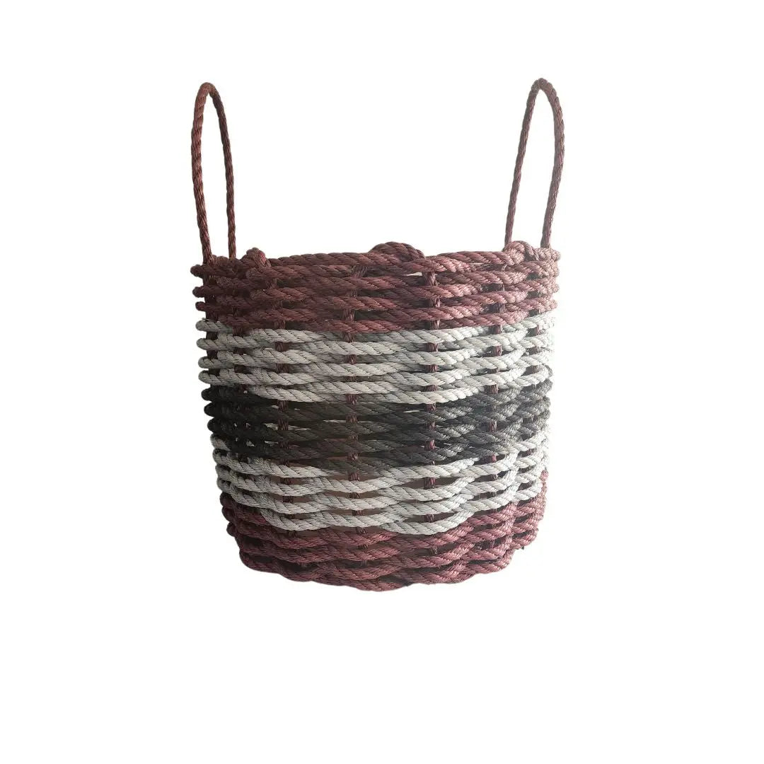 Five Stripe Rope Storage Basket Burgundy, Gray and Black - MaisonBeach
