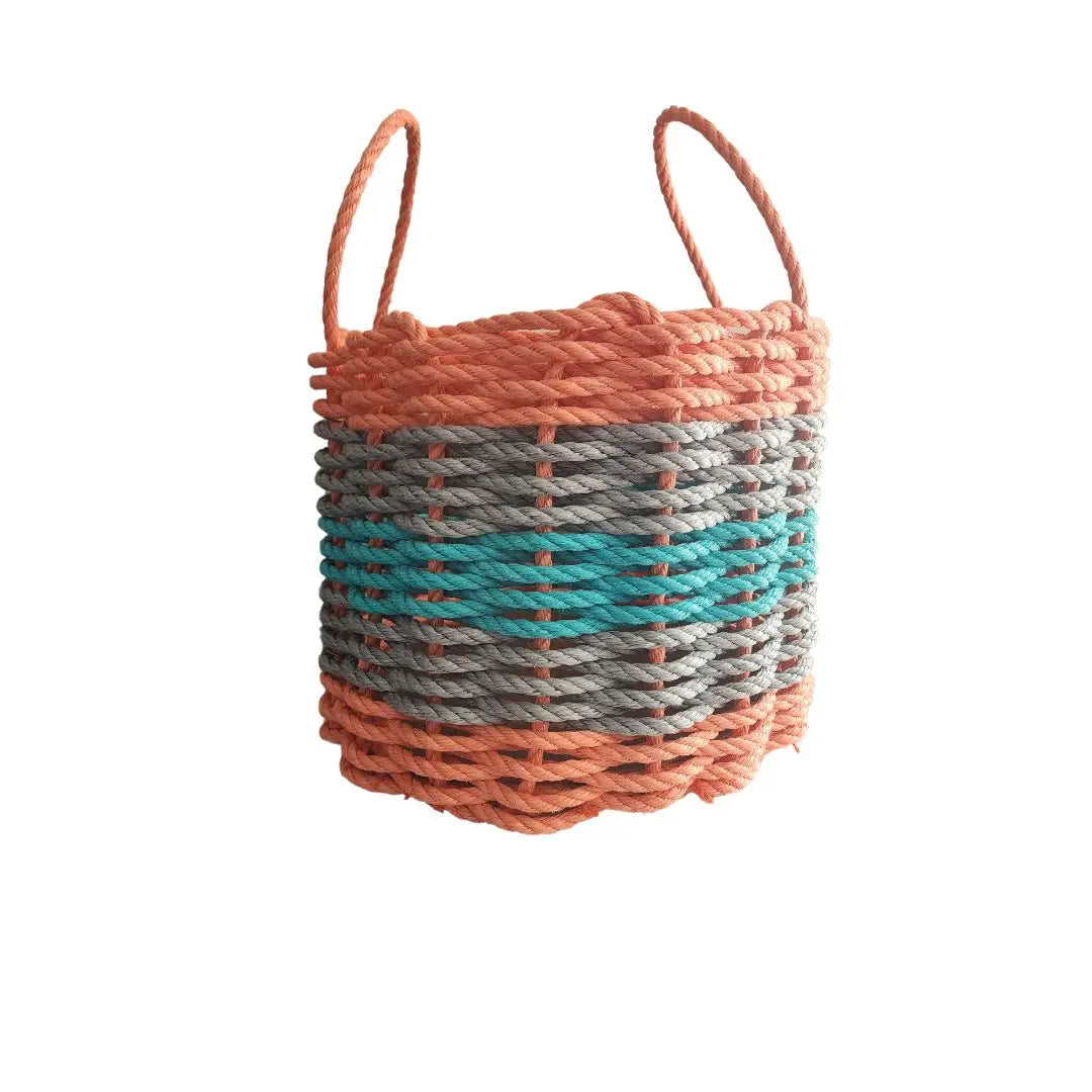 Five Stripe Rope Storage Basket Orange, Gray and Teal - MaisonBeach