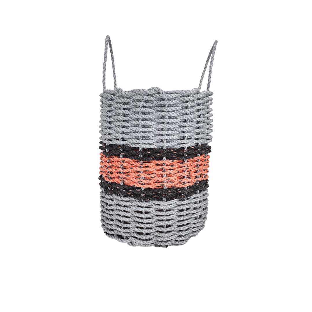 Lobster Rope Basket, Gray and Salmon with Black Accents - MaisonBeach