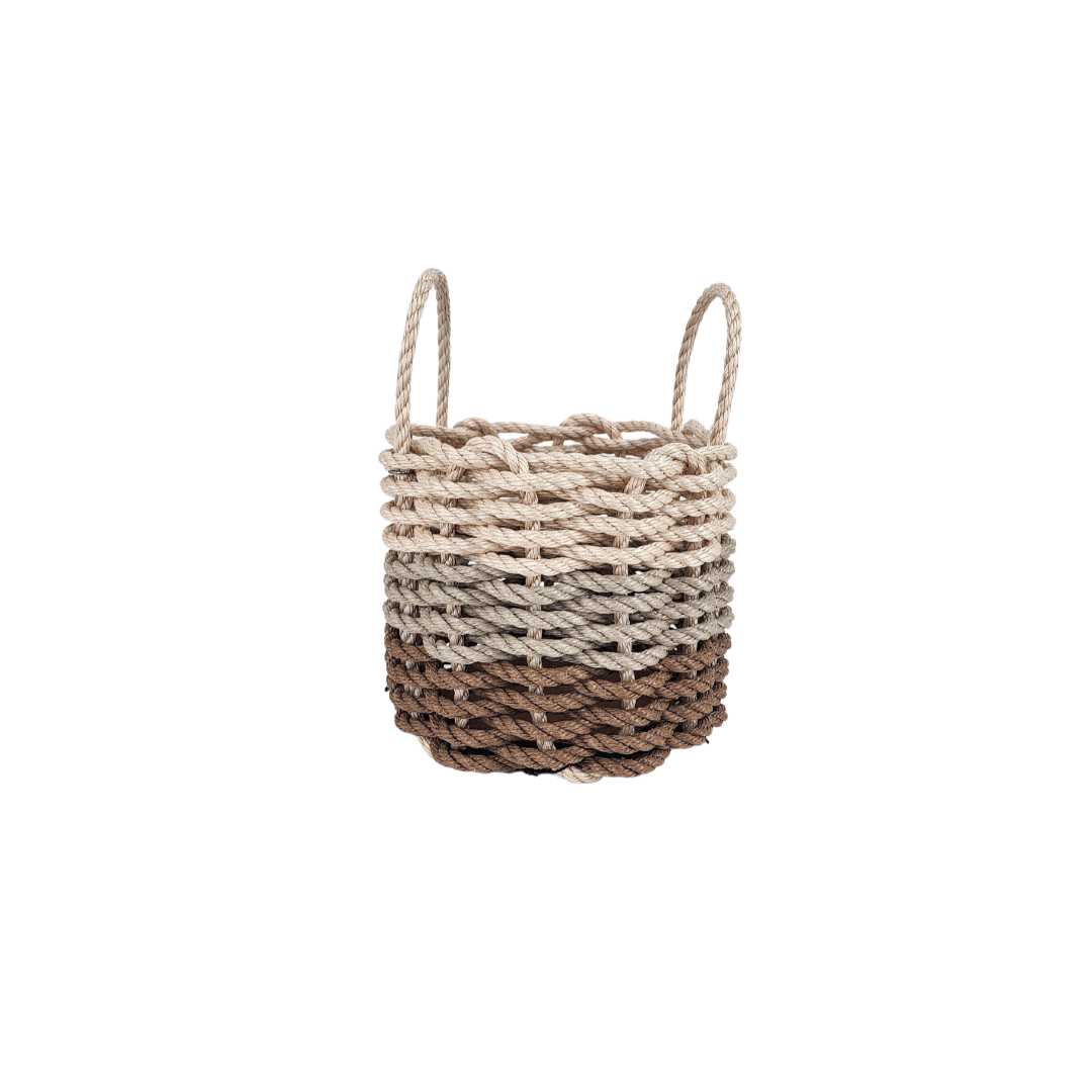 Brown, Tan, Light Tan Ombre Rope Basket - MaisonBeach