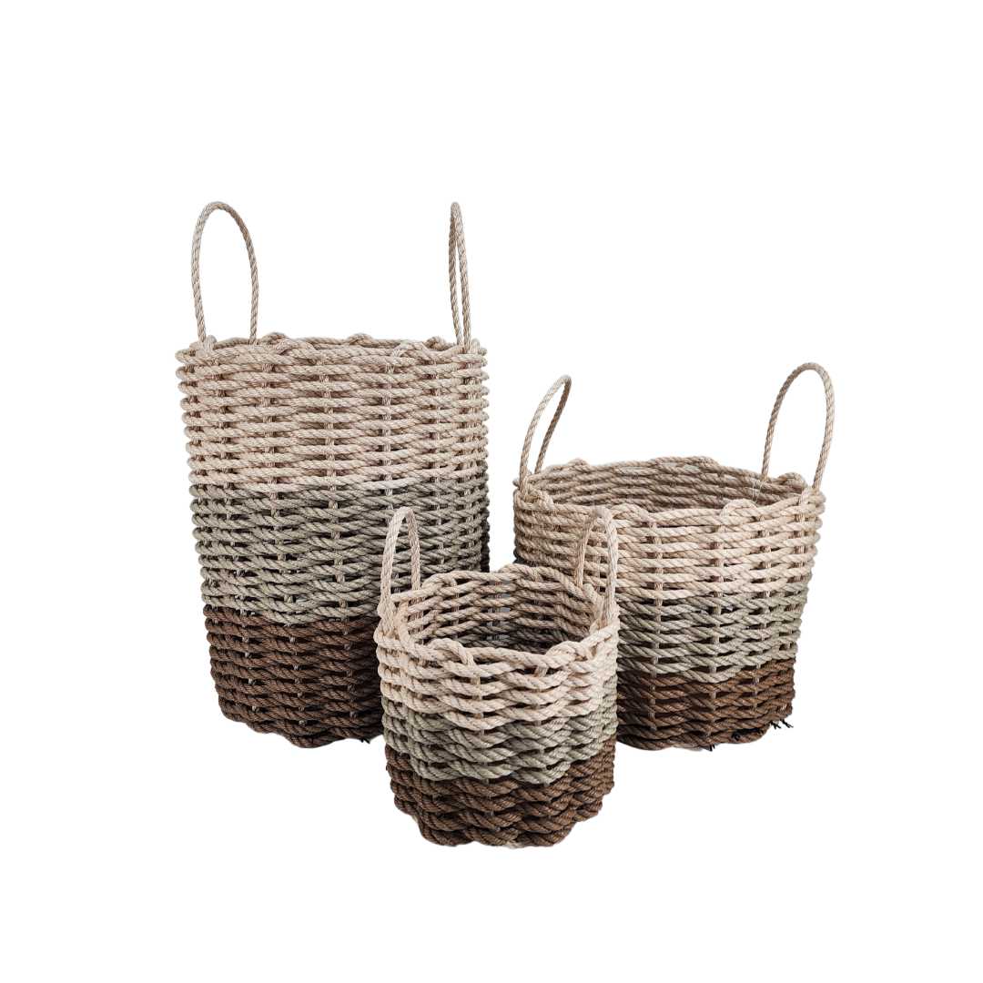 Brown, Tan, Light Tan Ombre Rope Basket - MaisonBeach