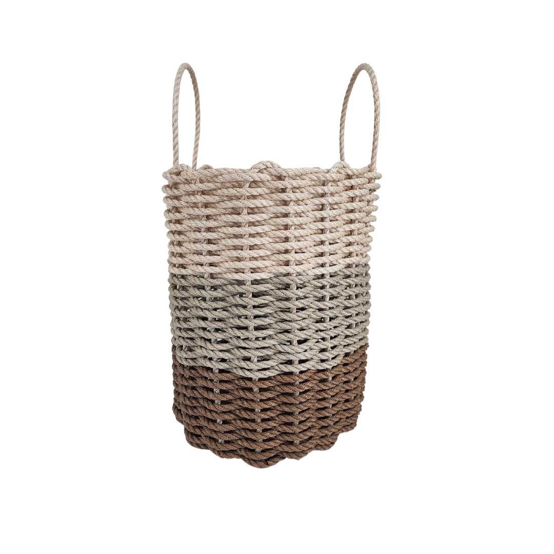 Brown, Tan, Light Tan Ombre Rope Basket - MaisonBeach