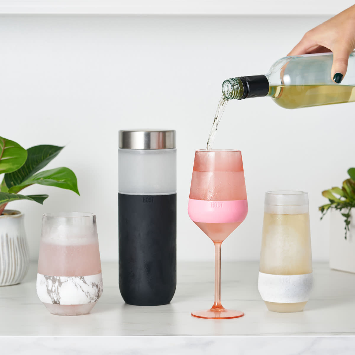 Stemmed Wine FREEZE™ in Tinted Multicolor, Set of 4 - MaisonBeach