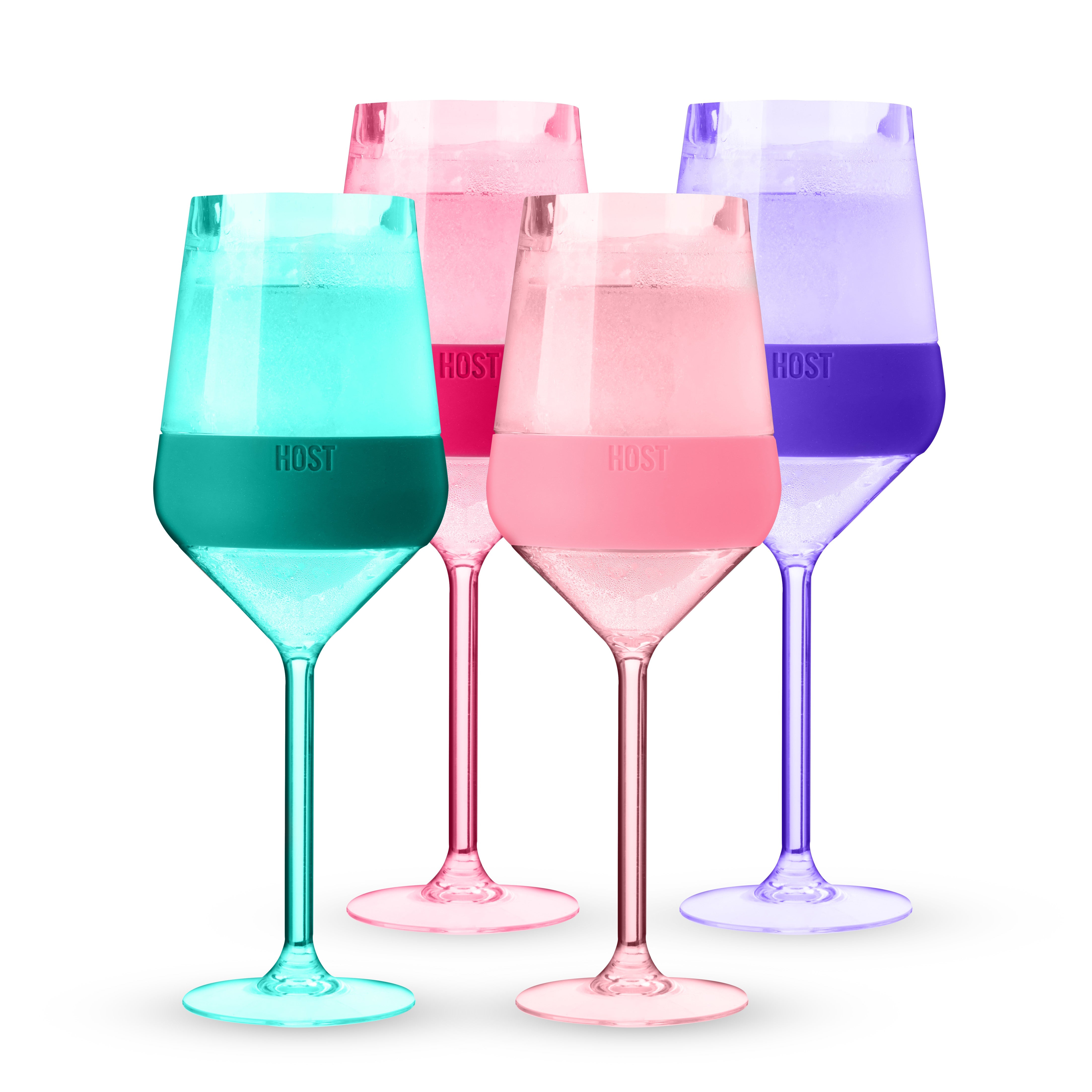 Stemmed Wine FREEZE™ in Tinted Multicolor, Set of 4 - MaisonBeach