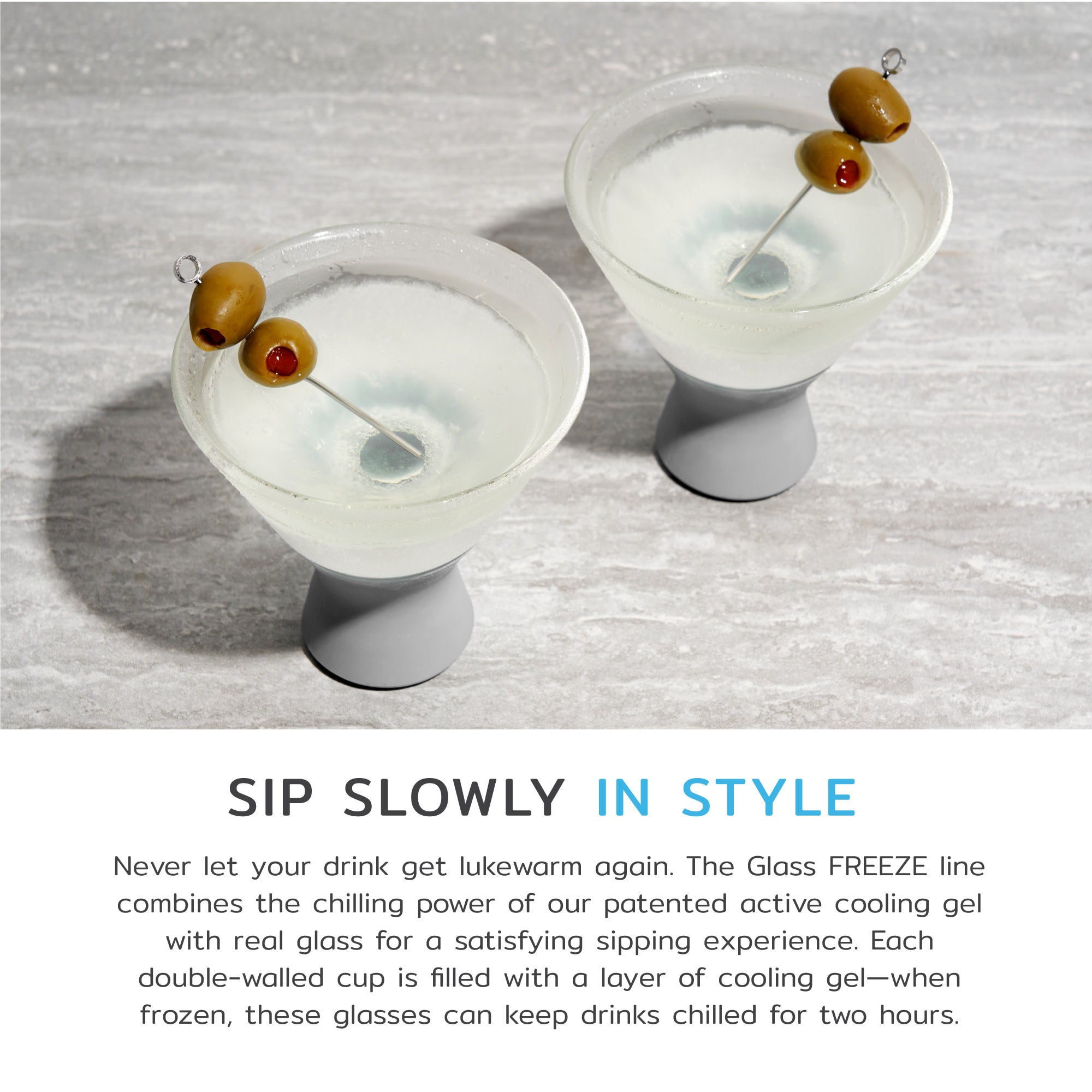 Glass Martini FREEZE™ in Gray, Set of 2