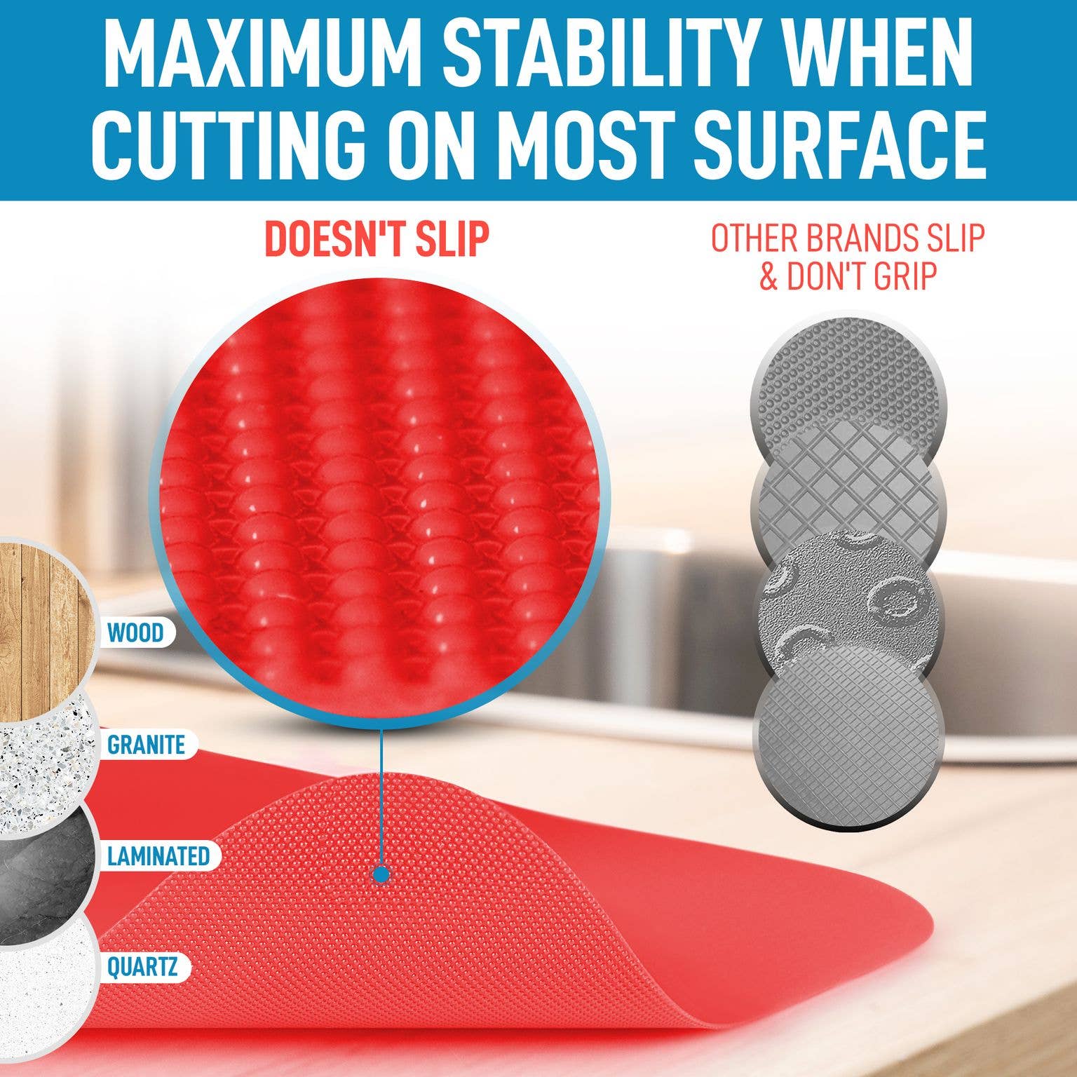 Zulay Kitchen - Extra Thick Flexible Cutting Board Mats Curved Edge 3 Boards - MaisonBeach