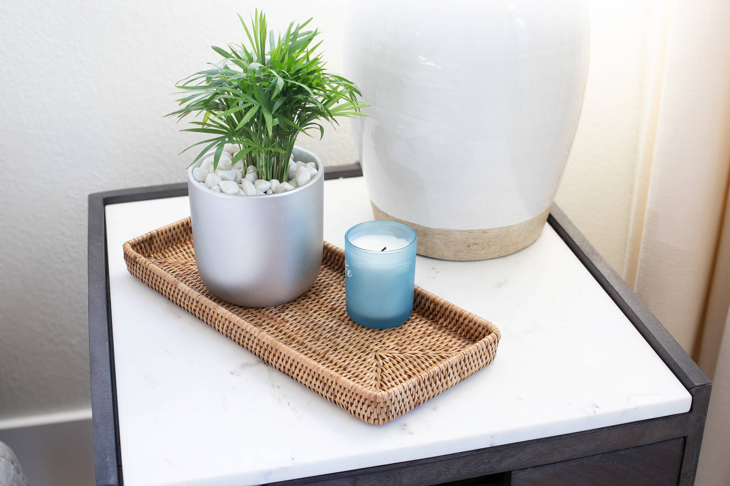 Artifacts Trading Company - Artifacts Rattan Rectangular Vanity Tray: Tudor Black - MaisonBeach