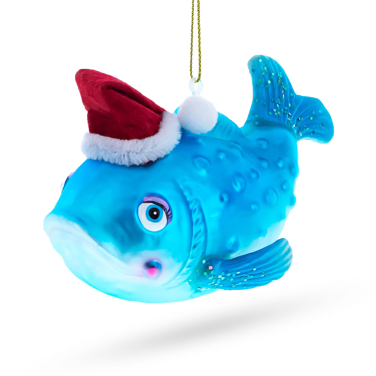 Fish in the Santa Hat Glass Christmas Ornament - MaisonBeach