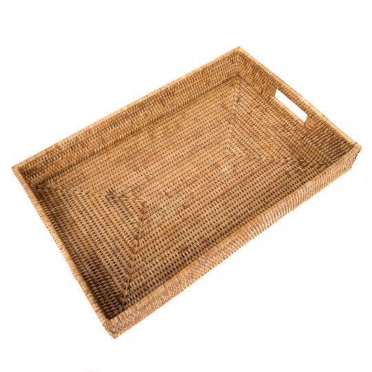 Artifacts Trading Company - Artifacts Rattan™ Rectangular Tray: Honey Brown / Medium - MaisonBeach