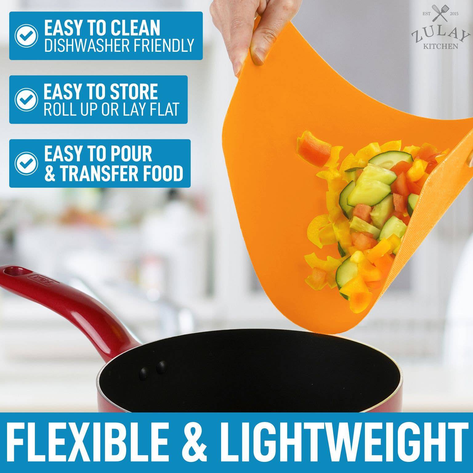 Zulay Kitchen - Extra Thick Flexible Cutting Board Mats Curved Edge 3 Boards - MaisonBeach