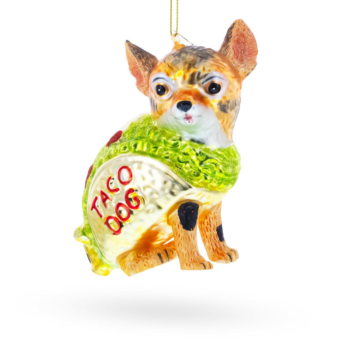 Taco Dog Chihuahua Glass Christmas Ornament - MaisonBeach