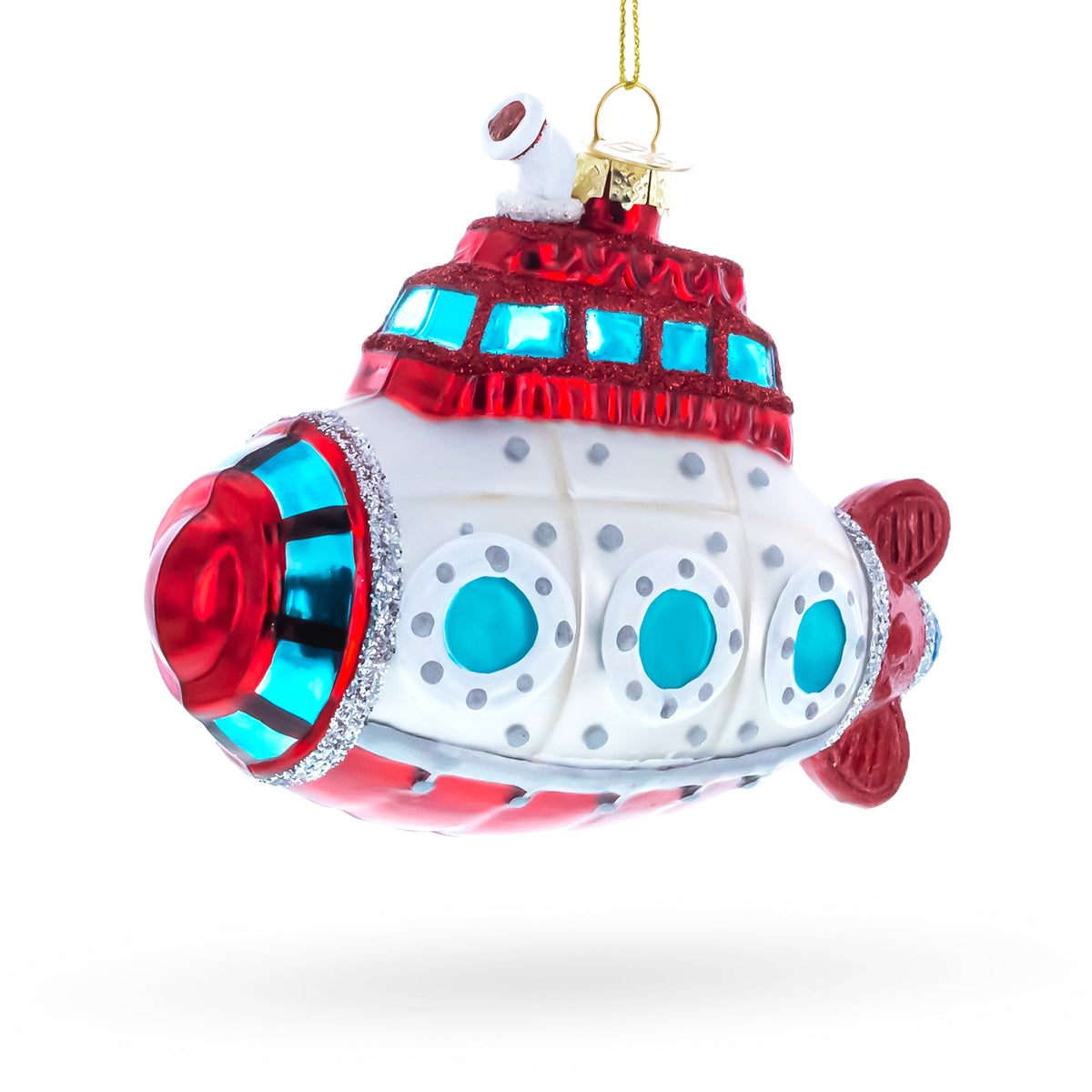 Retro Deep Sea Submarine Glass Christmas Ornament - MaisonBeach